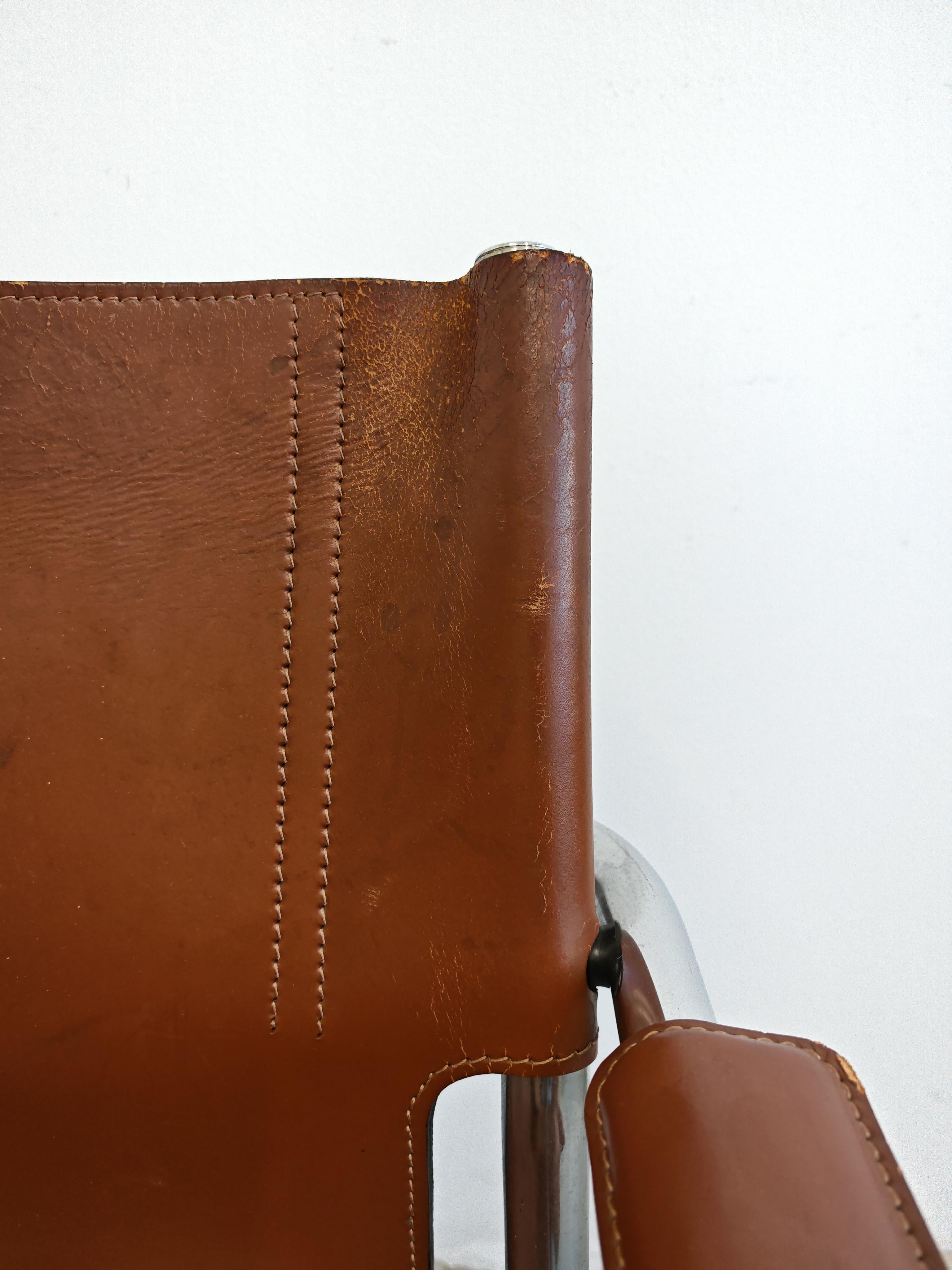 A pair of Bauhaus Leather Visitor chairs by Mart Stam, produced by Matteo Grassi For Sale 4