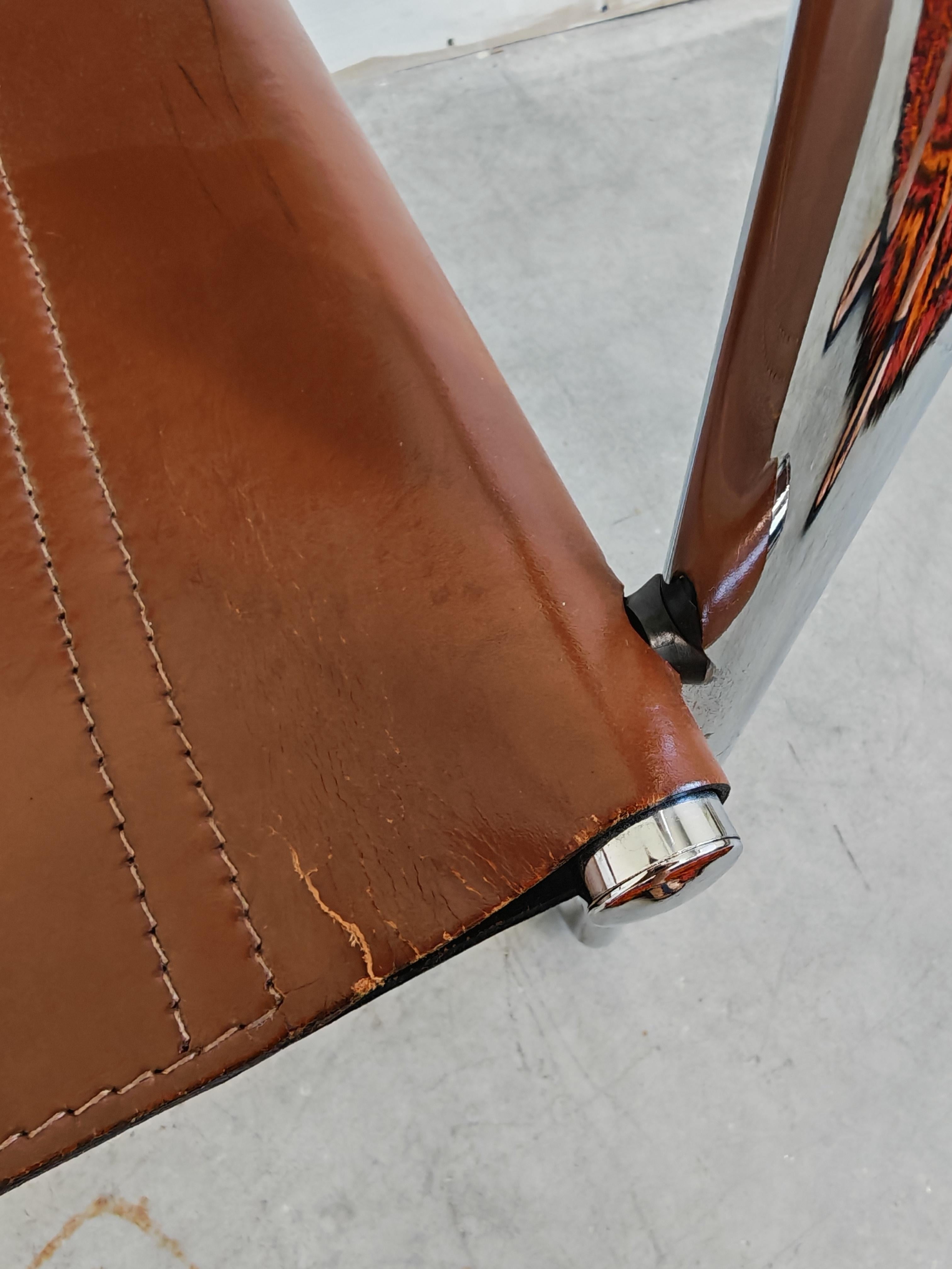 A pair of Bauhaus Leather Visitor chairs by Mart Stam, produced by Matteo Grassi For Sale 3