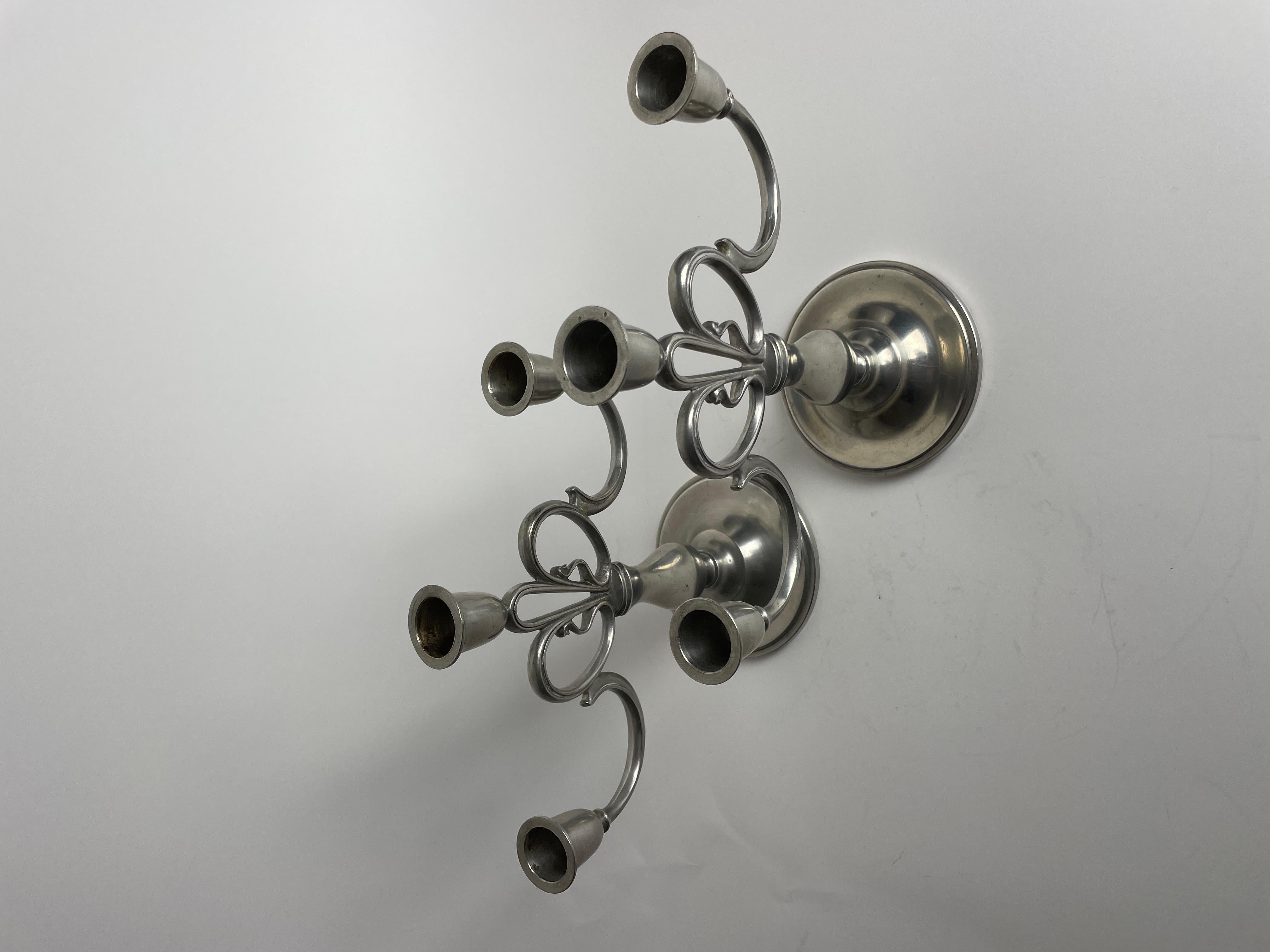 A pair of beautiful Candelabras i pewter from GAB. Swedish Grace from 1935 In Good Condition In Knivsta, SE