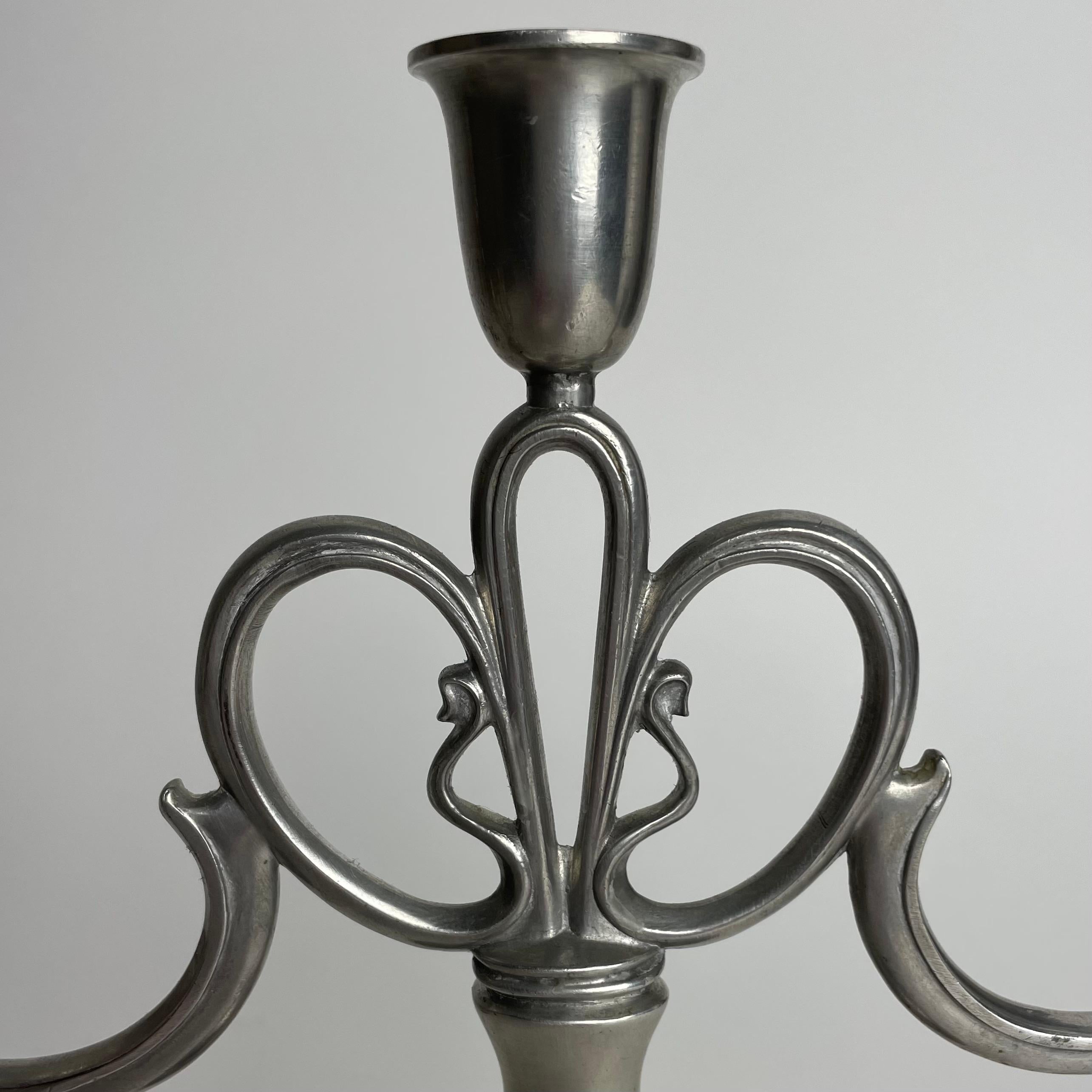 A pair of beautiful Candelabras i pewter from GAB. Swedish Grace from 1935 1