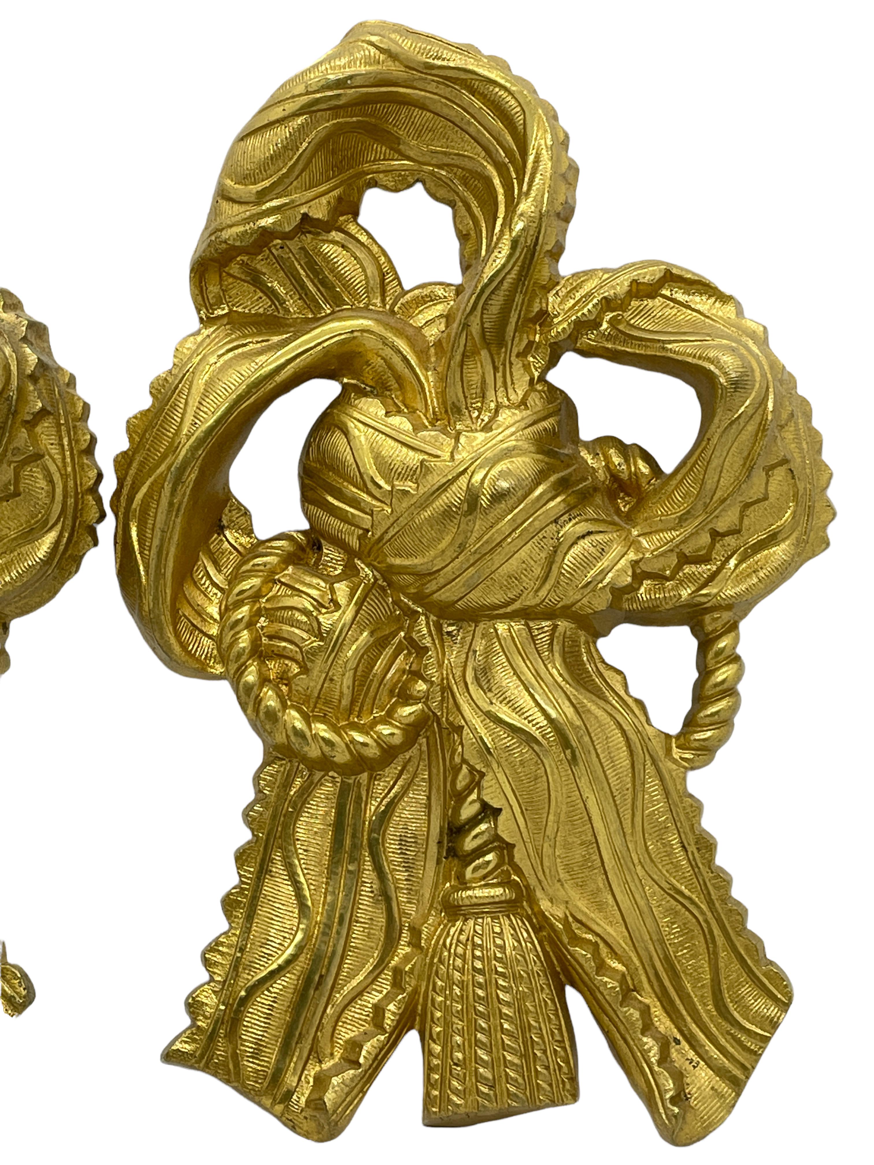 Biedermeier Pair of Beautiful Gilded Wall Hangings Ornaments Antique Swedish, 1900s For Sale