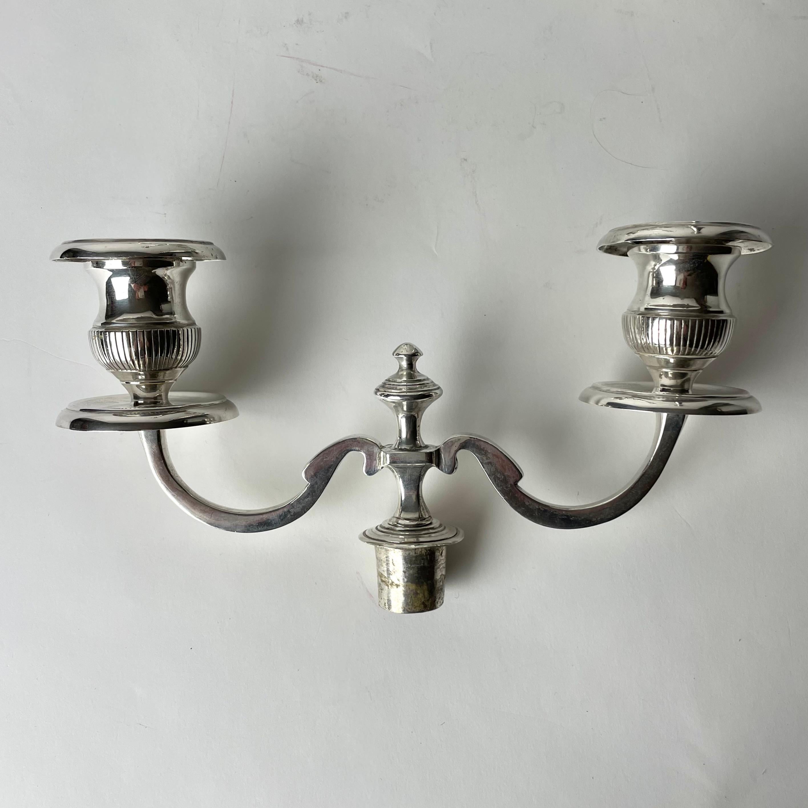 A pair of beautiful silver-plated Candelabras. Swedish Empire from the 1820s For Sale 5