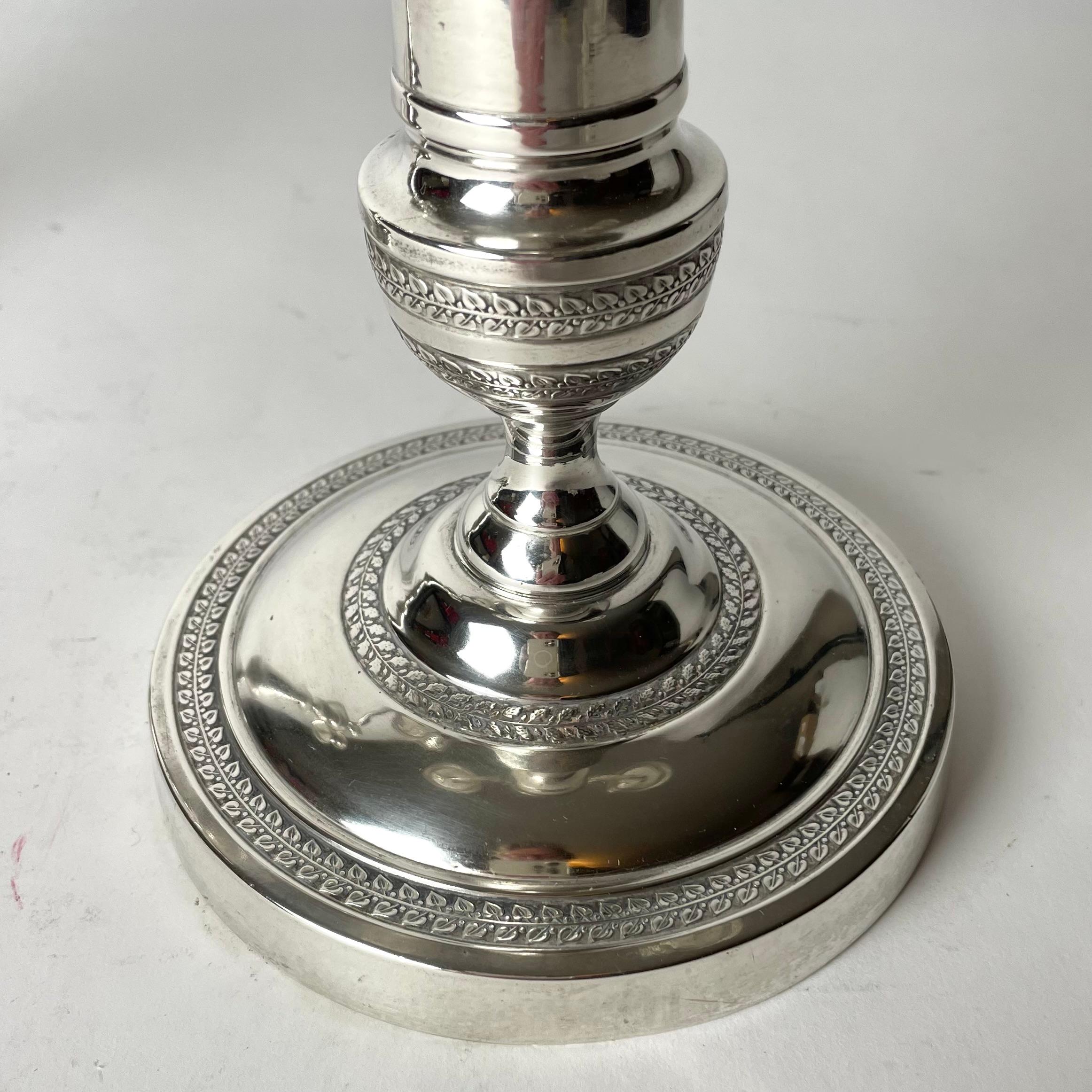 Silver Plate A pair of beautiful silver-plated Candelabras. Swedish Empire from the 1820s For Sale