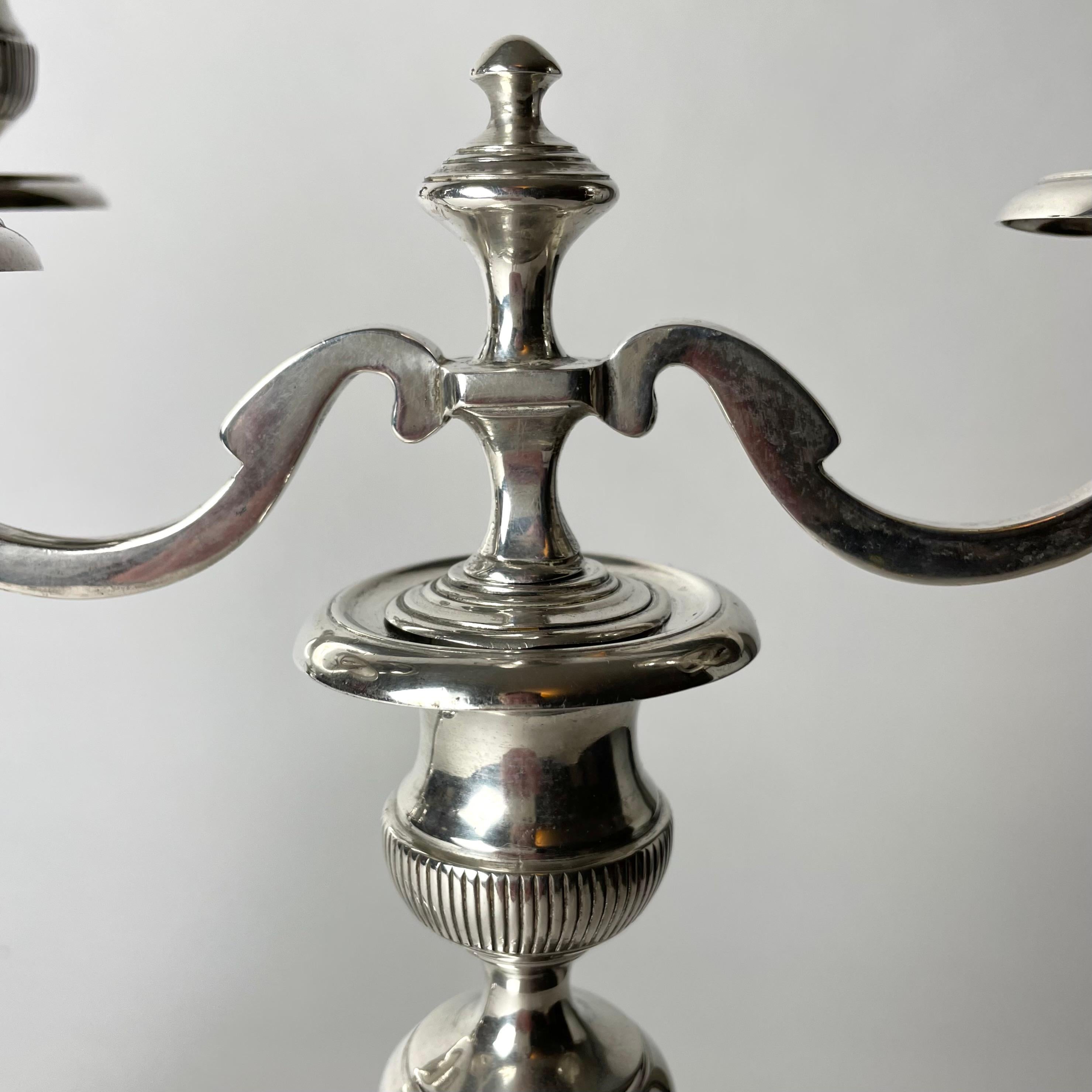 A pair of beautiful silver-plated Candelabras. Swedish Empire from the 1820s For Sale 2