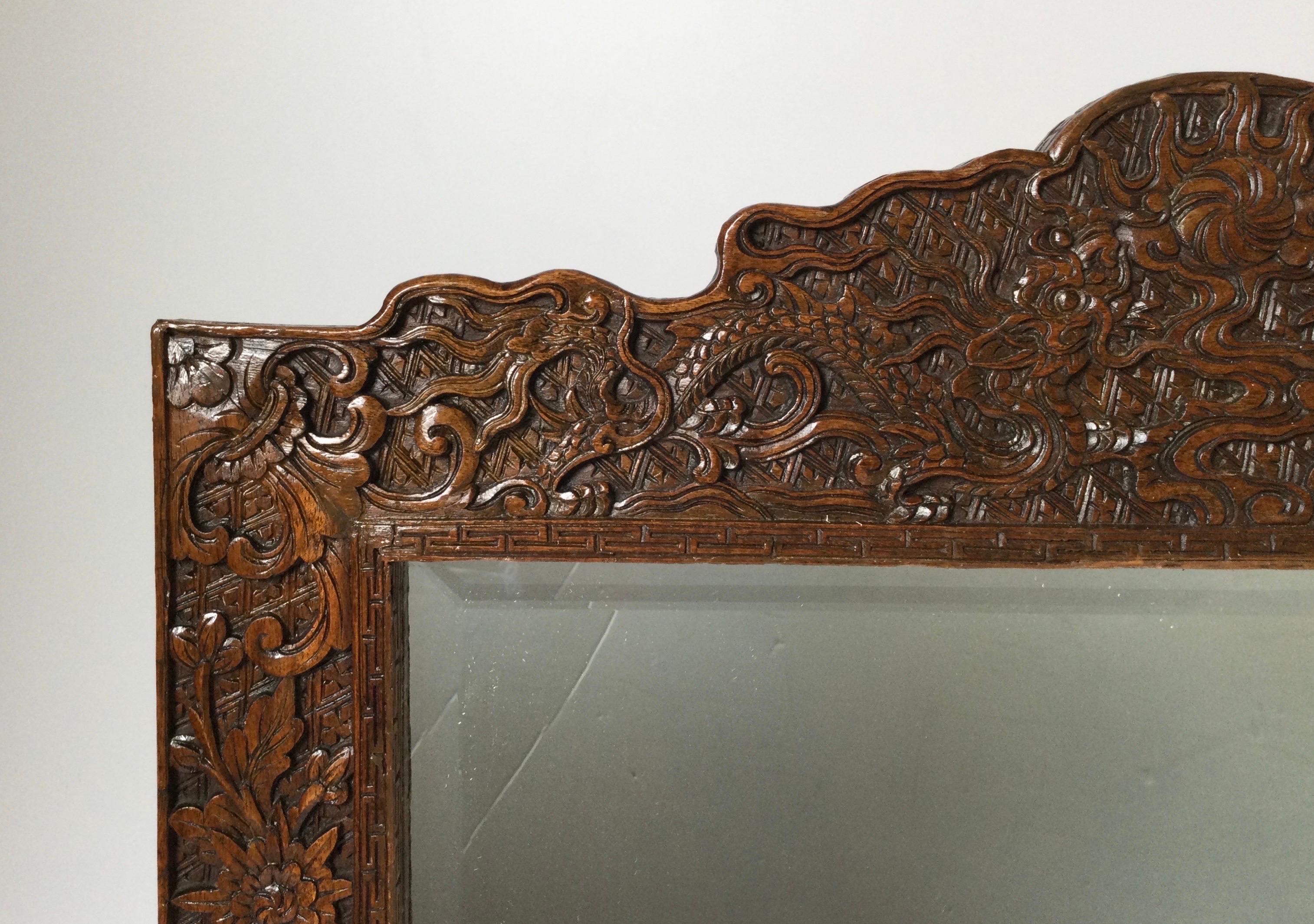 Hand-Carved Pair of Beautifully Carved Asian Mirrors