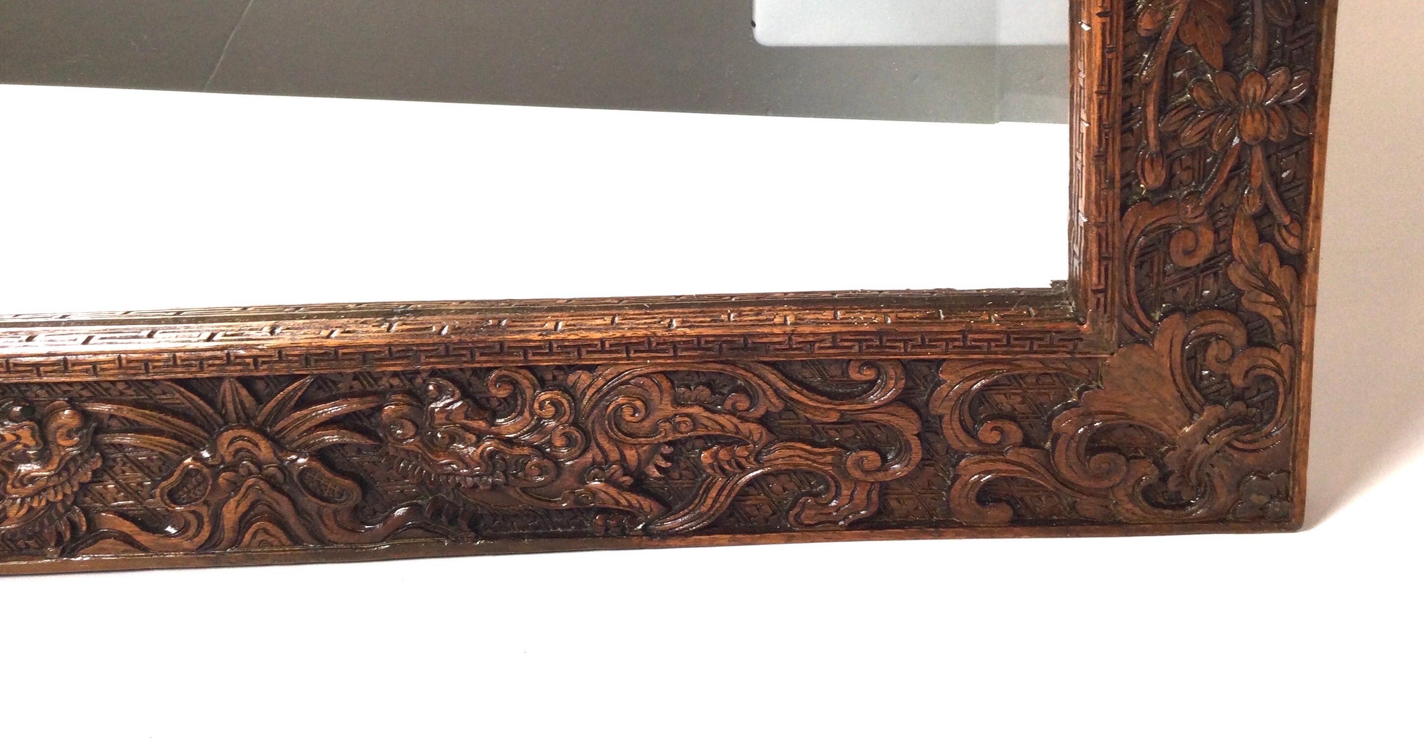 Hardwood Pair of Beautifully Carved Asian Mirrors