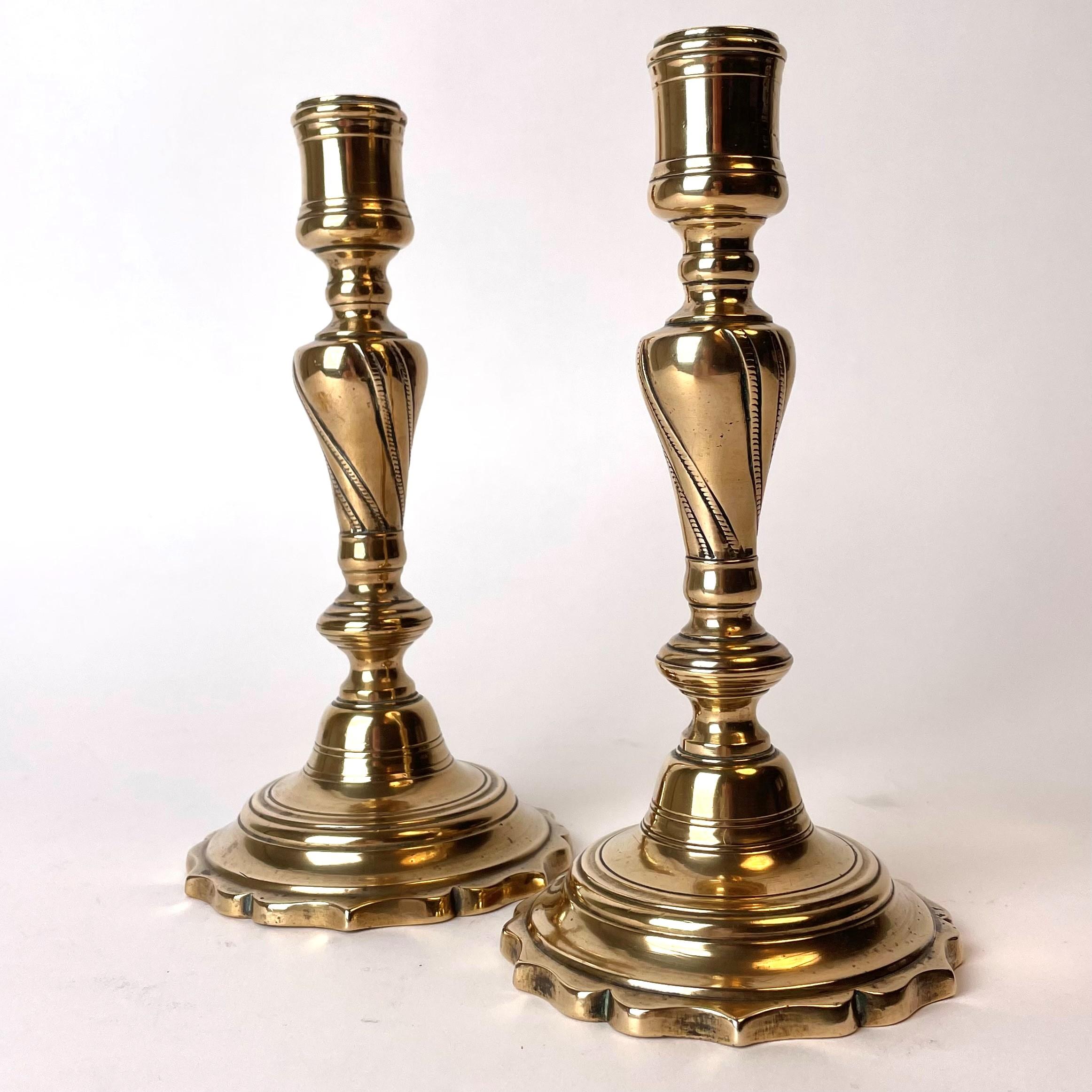 Rococo A pair of beautifully patinated Candlesticks from Mid-18th Century For Sale