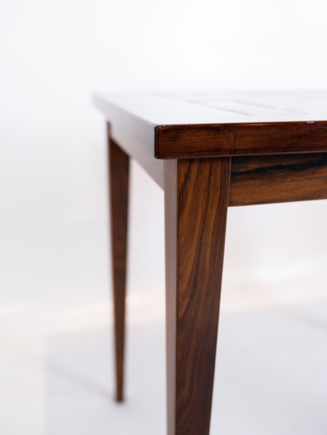 Pair of Bedside Tables in mahogany with Brown Tiles of Danish Design, 1960s In Good Condition In Lejre, DK