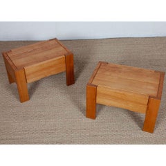A pair of bedside tables in solid ash, French craftsmanship from the 20th centur