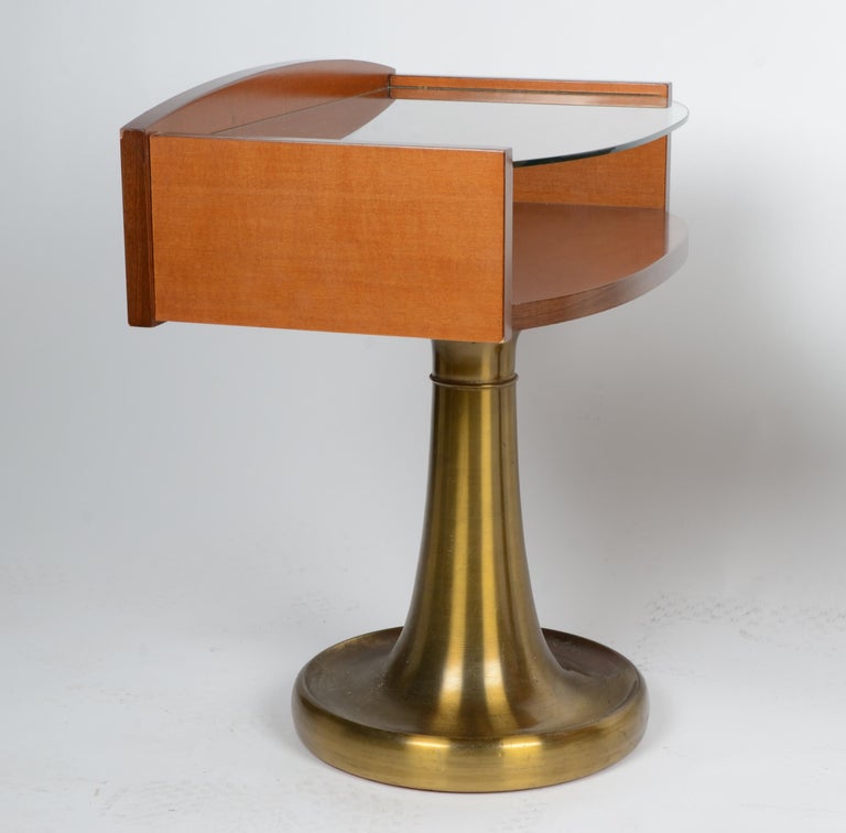 Late 20th Century Pair of Bedside Tables, Wood and Brass, by Ronchetti & Porri, Italy For Sale