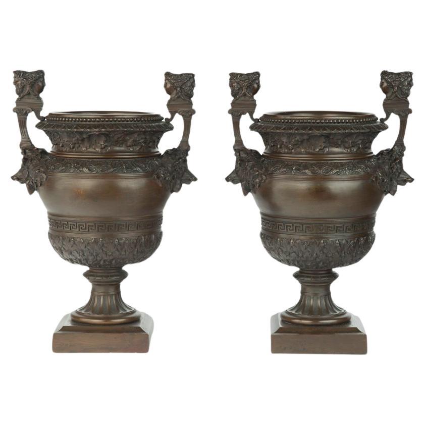 A pair of Belgian bronze urns by Luppens, Brussels For Sale