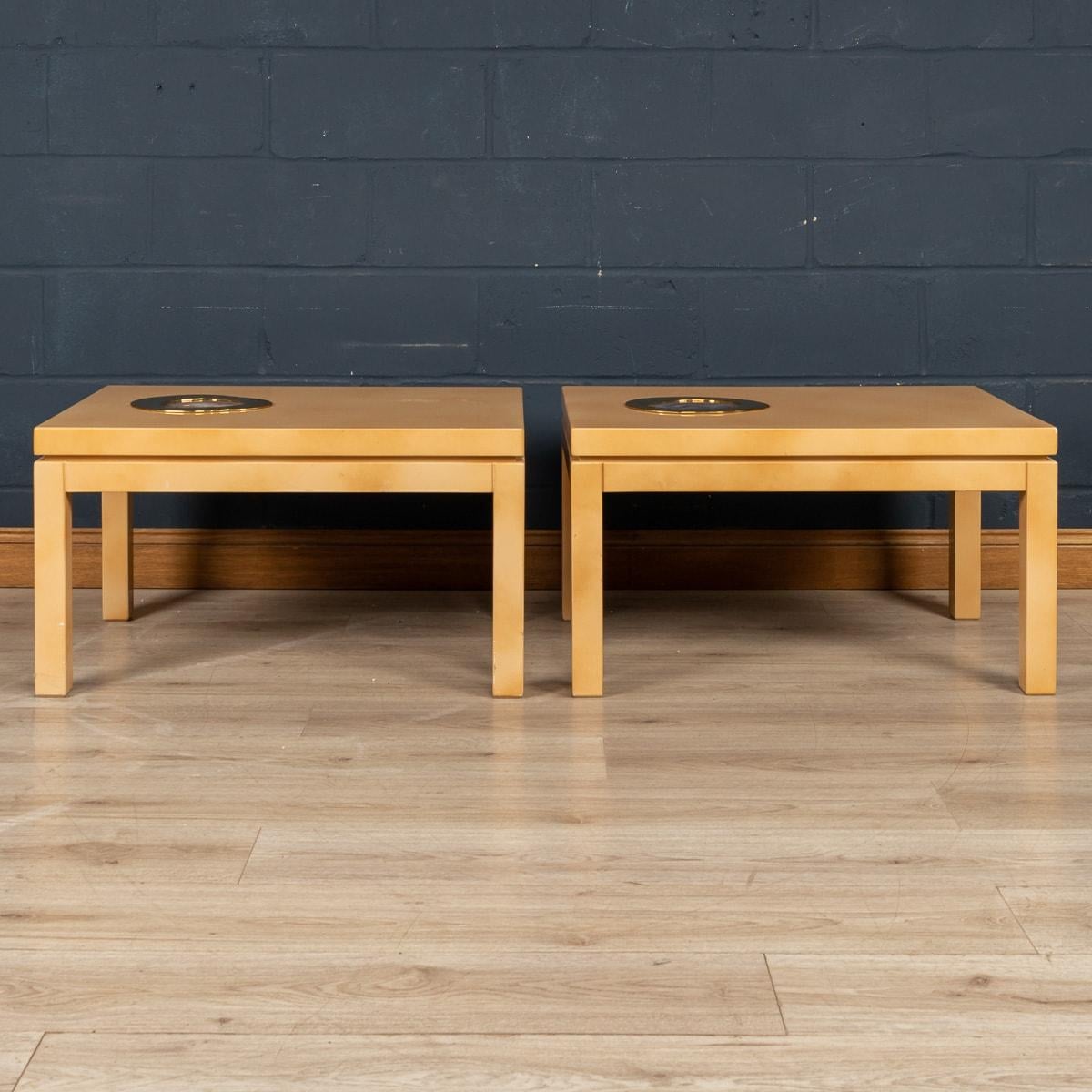 A Pair Of Belgian Lacquered Wood & Agate Side Tables By Willy Daro, c.1970 For Sale 2