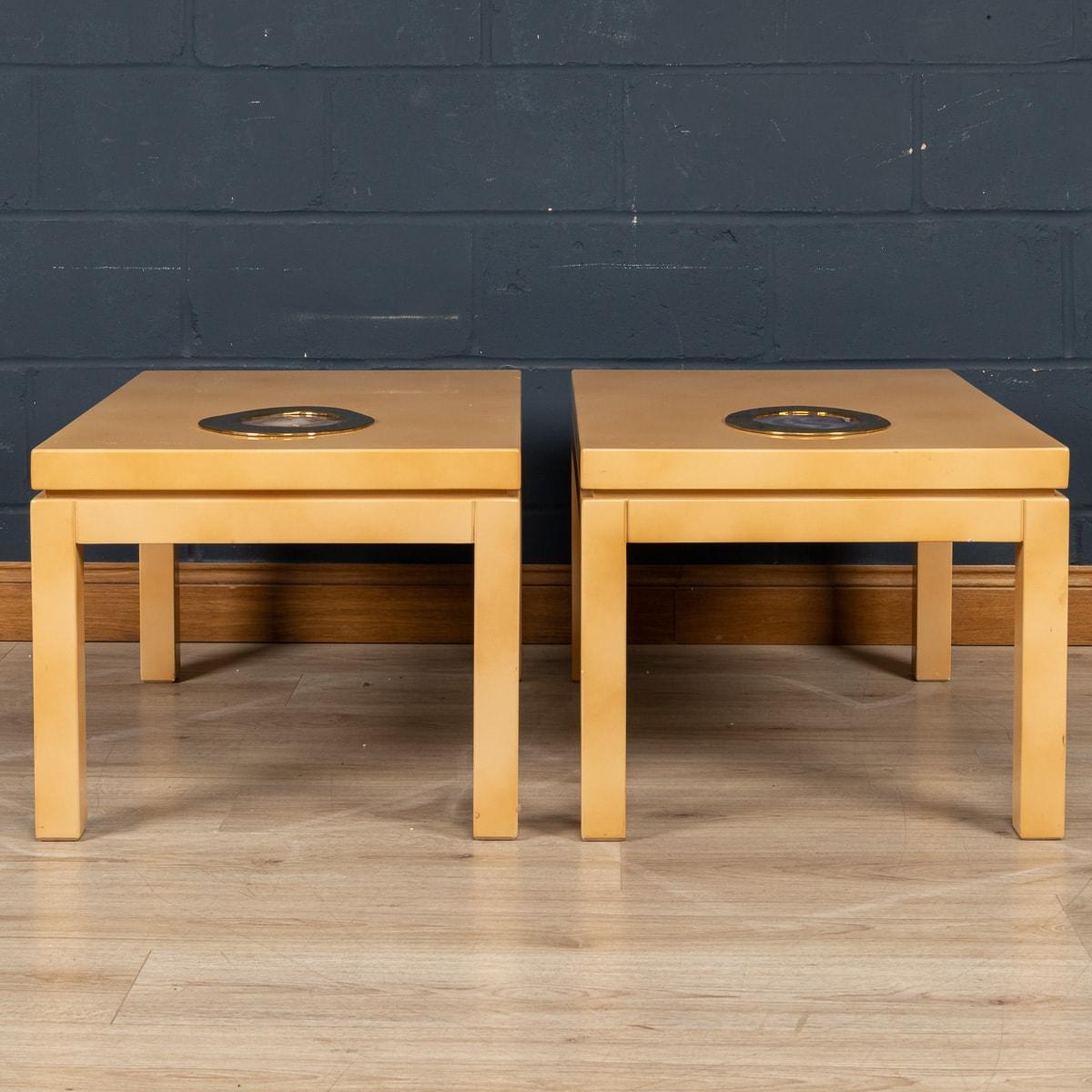A Pair Of Belgian Lacquered Wood & Agate Side Tables By Willy Daro, c.1970 For Sale 5