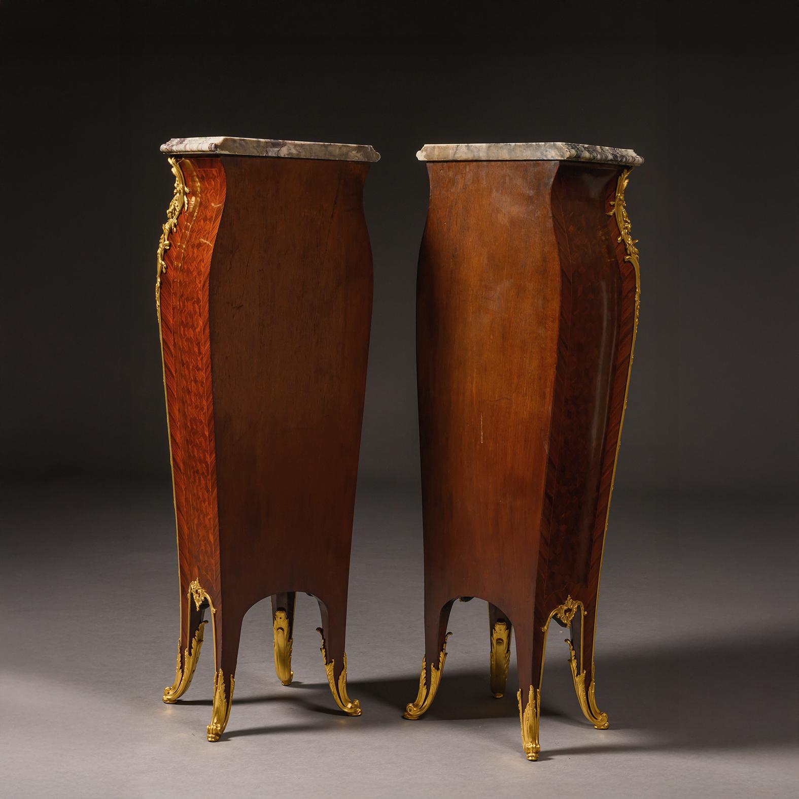 A Pair Of Belle Epoque Marquetry Pedestals, By François Linke, Paris For Sale 4