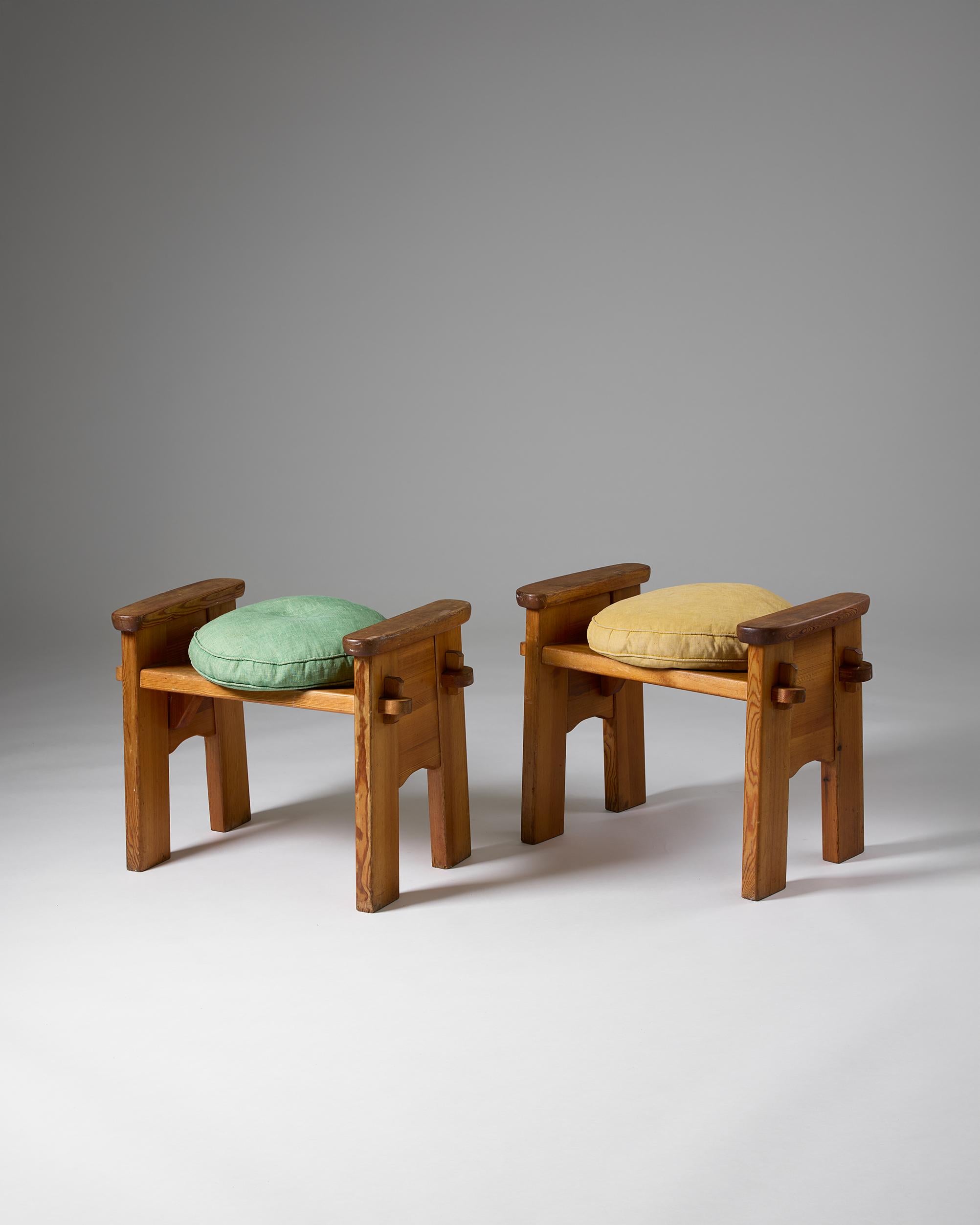 Swedish A pair of ‘Berga’ stools designed by David Rosén for Nordiska Kompaniet, Sweden For Sale