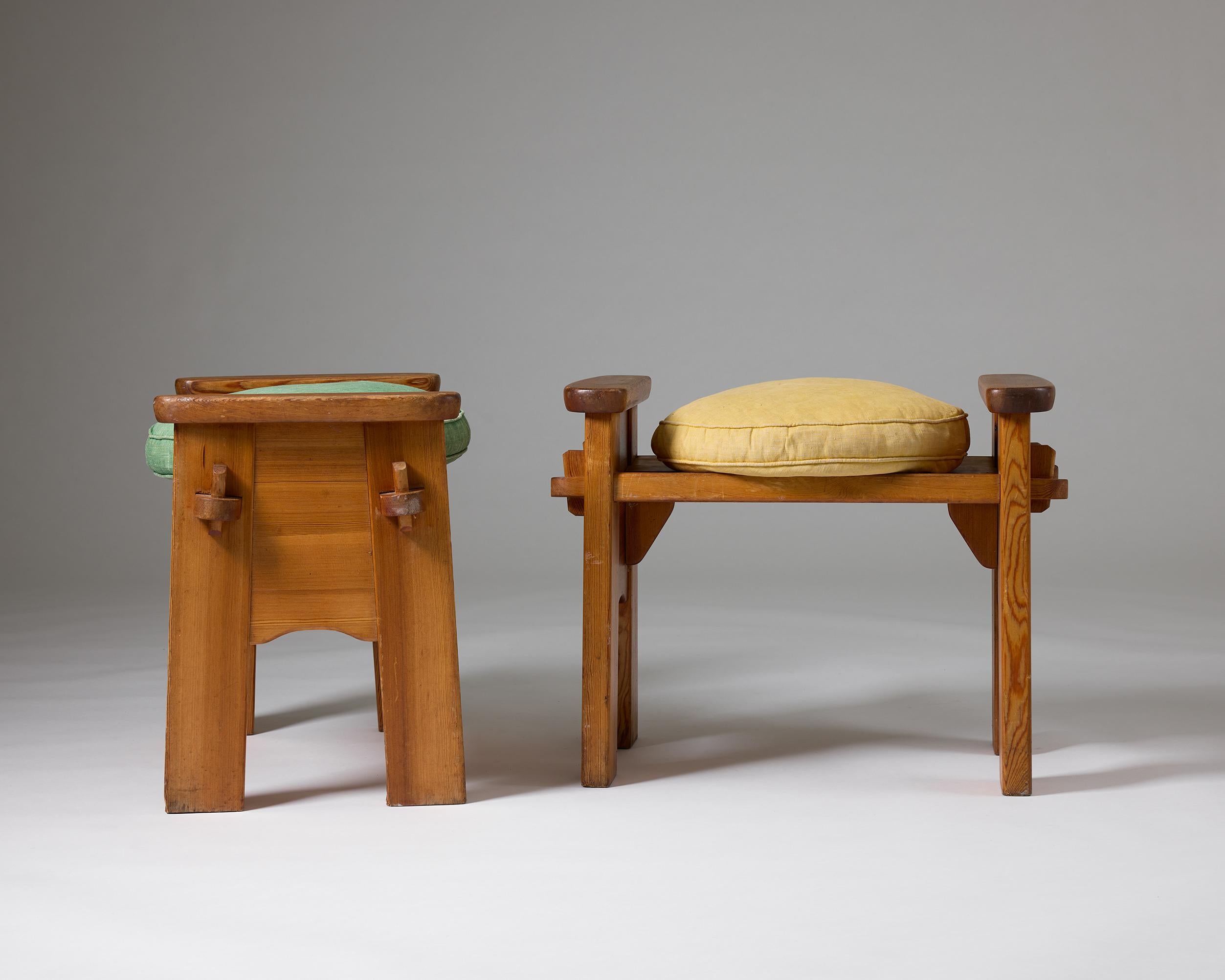 Mid-20th Century A pair of ‘Berga’ stools designed by David Rosén for Nordiska Kompaniet, Sweden For Sale