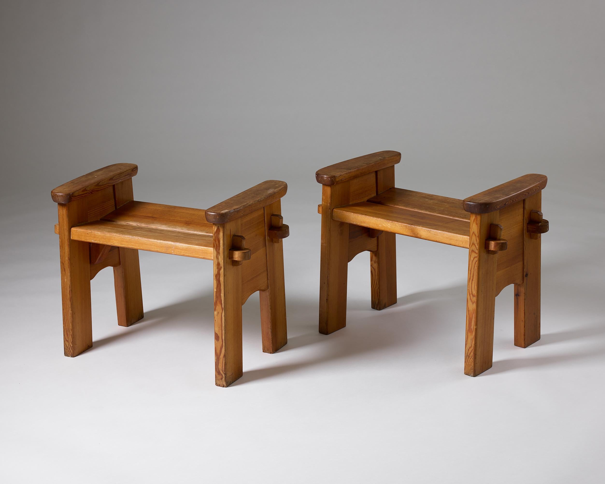 A pair of ‘Berga’ stools designed by David Rosén for Nordiska Kompaniet, Sweden For Sale 1