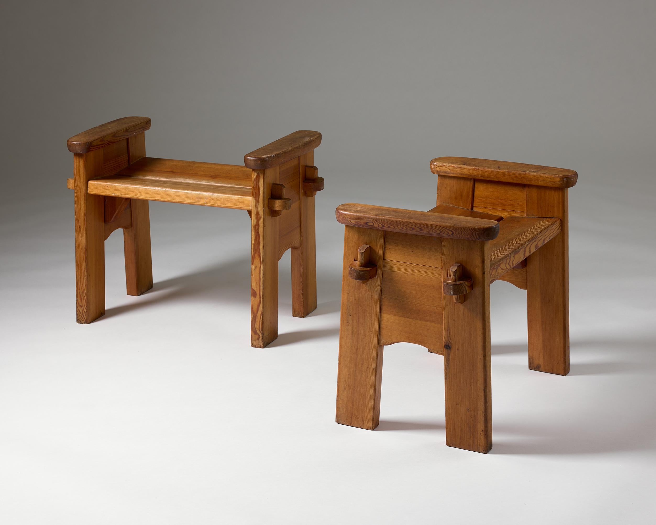 A pair of ‘Berga’ stools designed by David Rosén for Nordiska Kompaniet, Sweden For Sale 2