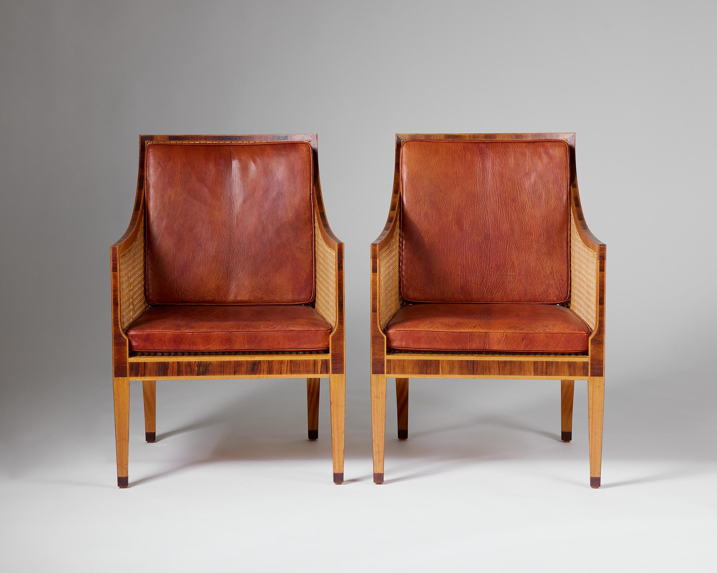 Danois Paire de chaises Bergère conçues par Kaare Klint pour Rud Rasmussen. en vente