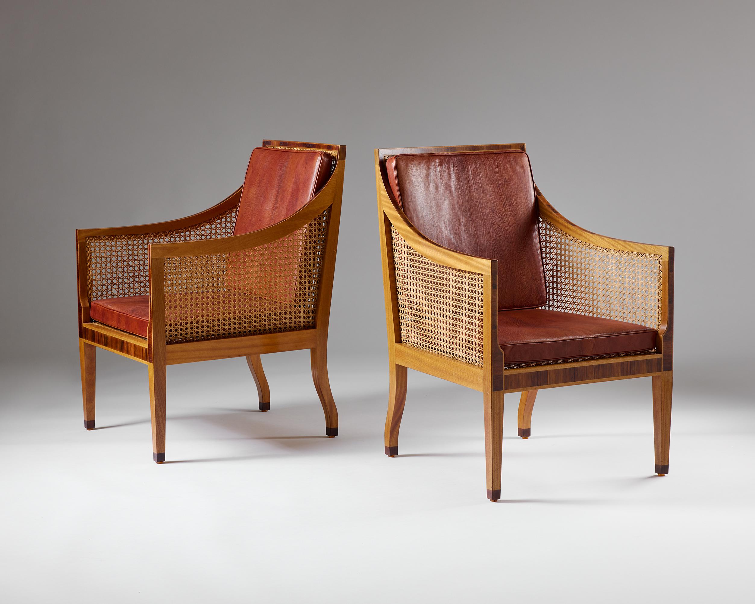 Milieu du XXe siècle Paire de chaises Bergère conçues par Kaare Klint pour Rud Rasmussen. en vente