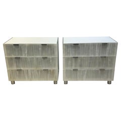 A pair of Bernhardt Salka Selenite Crystal nightstands