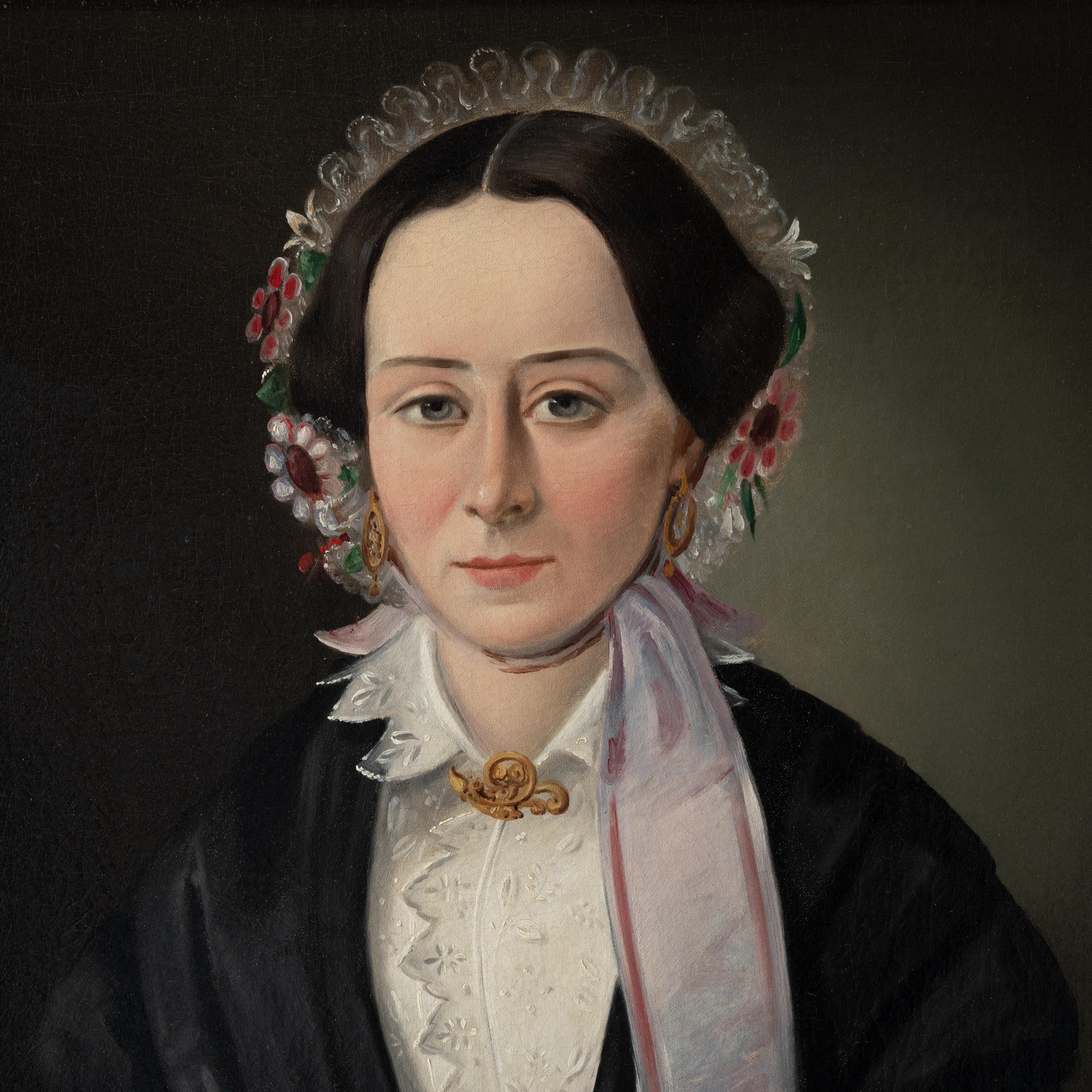 Coppia di ritratti Biedermeier, 1840 ca. in vendita 4