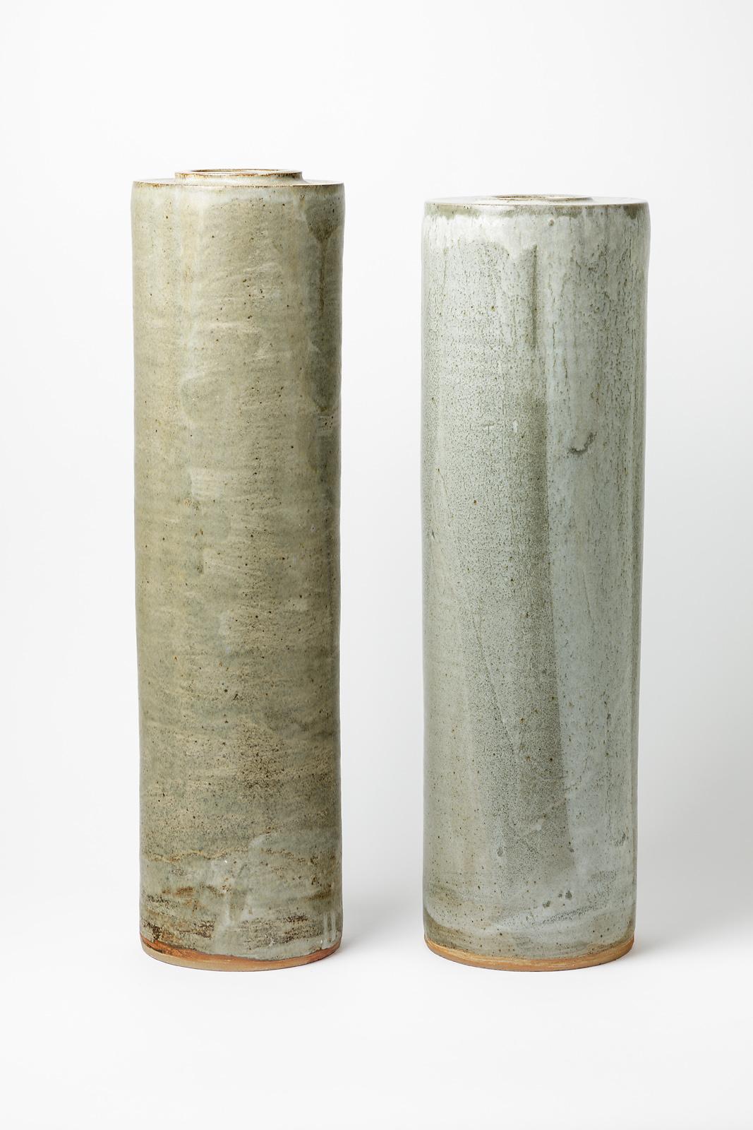 Beaux Arts Pair of Big Ceramic Vases by Robert Heraud, circa 1970-1980 For Sale