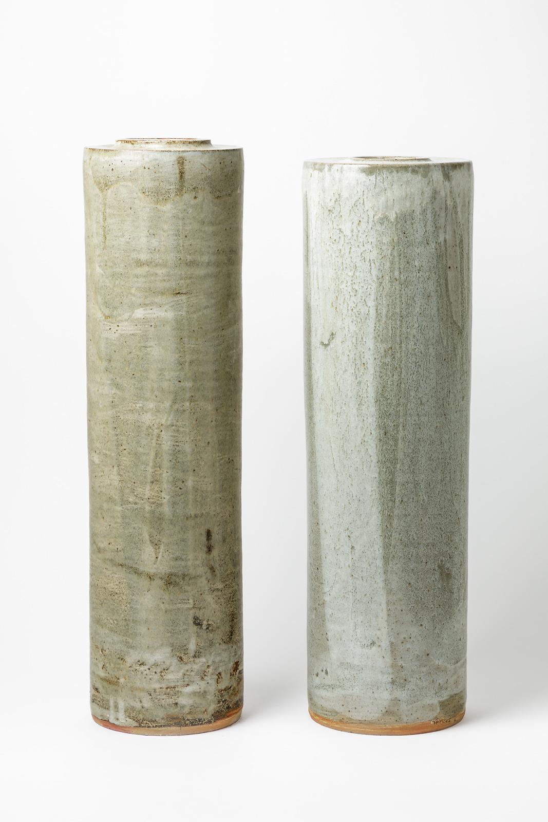 French Pair of Big Ceramic Vases by Robert Heraud, circa 1970-1980 For Sale