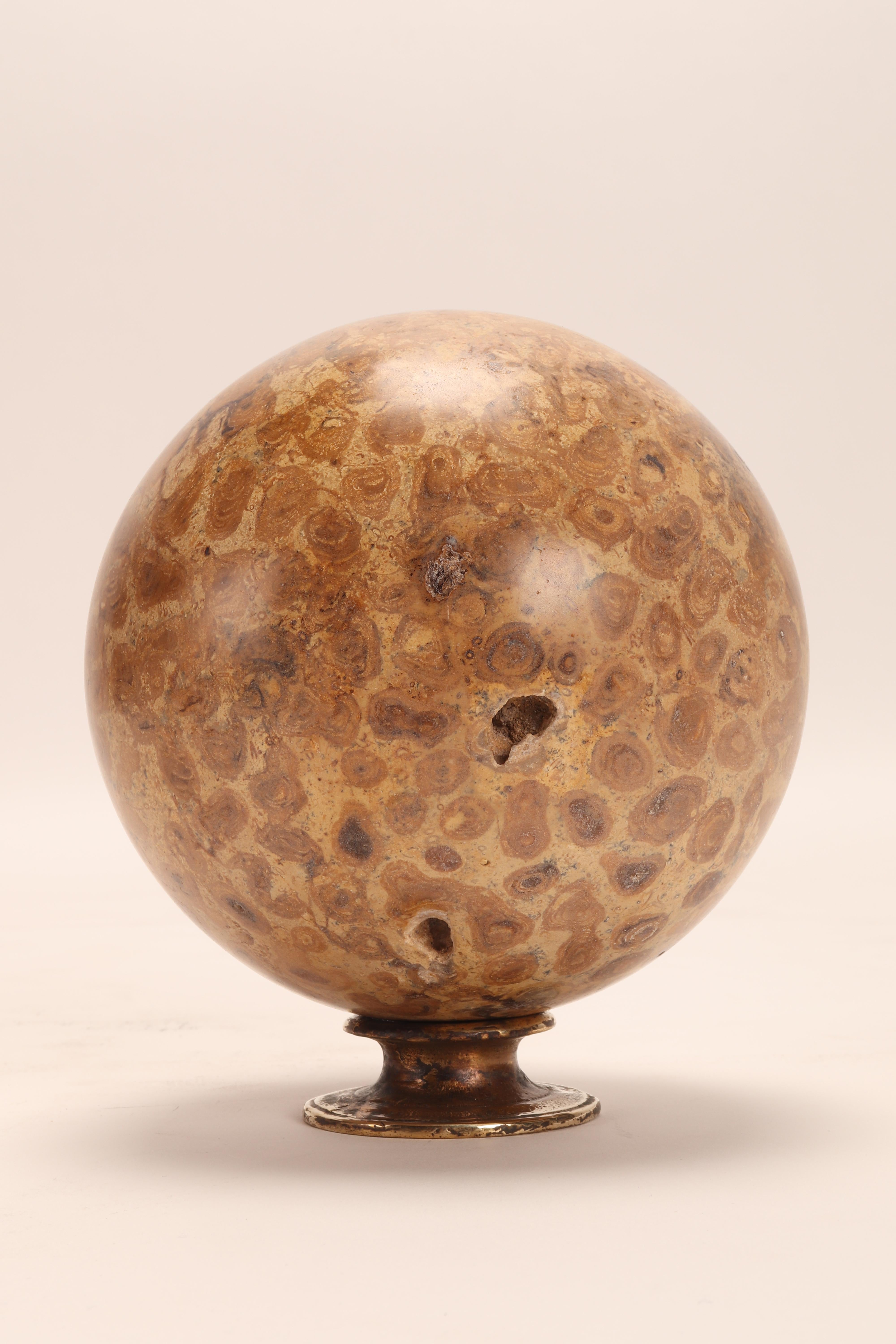 Italian Pair of Big Fossil Coral Stone Spheres, Italy, 1870