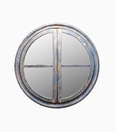 Pair of Big Round Wooden Frame Mirrors, France, XVII Century