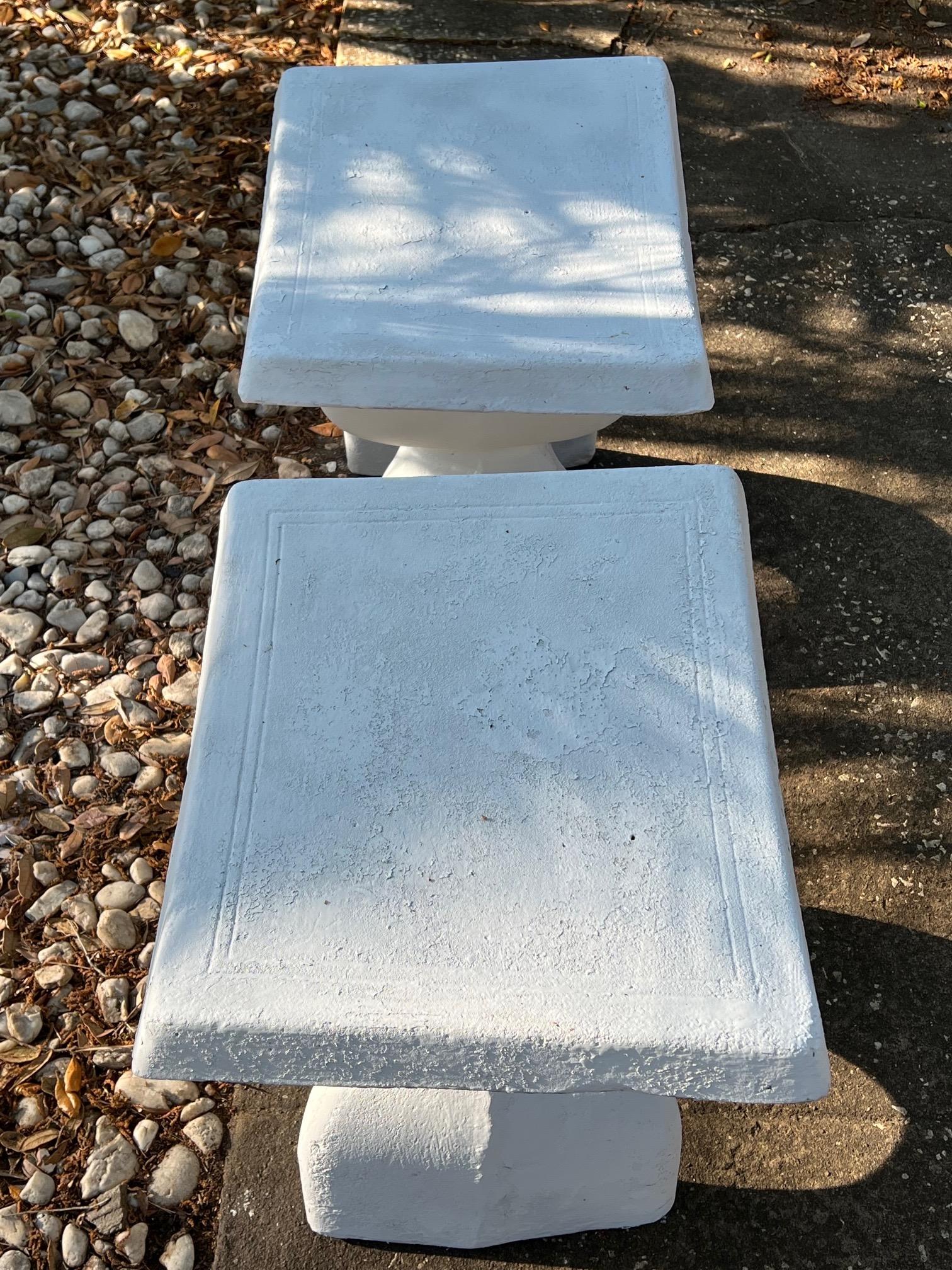 Pair of Biomorphic Concrete Stools, 1974 In Good Condition For Sale In St.Petersburg, FL