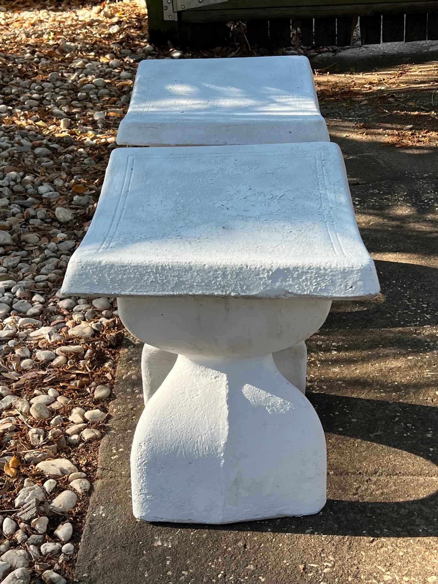 Late 20th Century Pair of Biomorphic Concrete Stools, 1974 For Sale