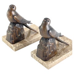 Ein Paar Vogel-Buchstützen ART DECO, 1930er Jahre