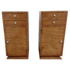 Vintage Pair of Bird's-Eye Maple Bedside Cabinets
