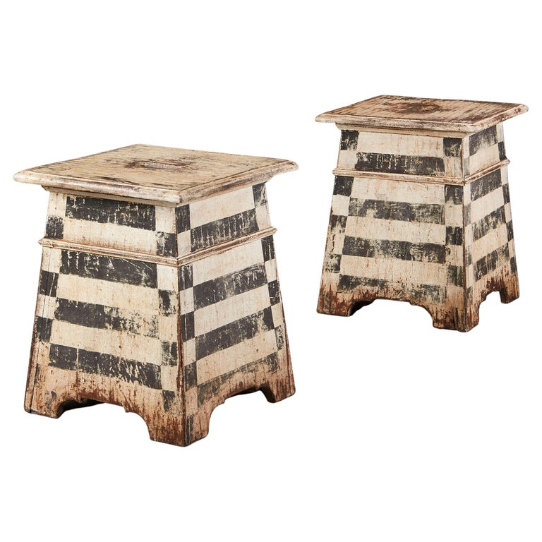 Pair of Black and White Painted Occasional Tables at 1stDibs