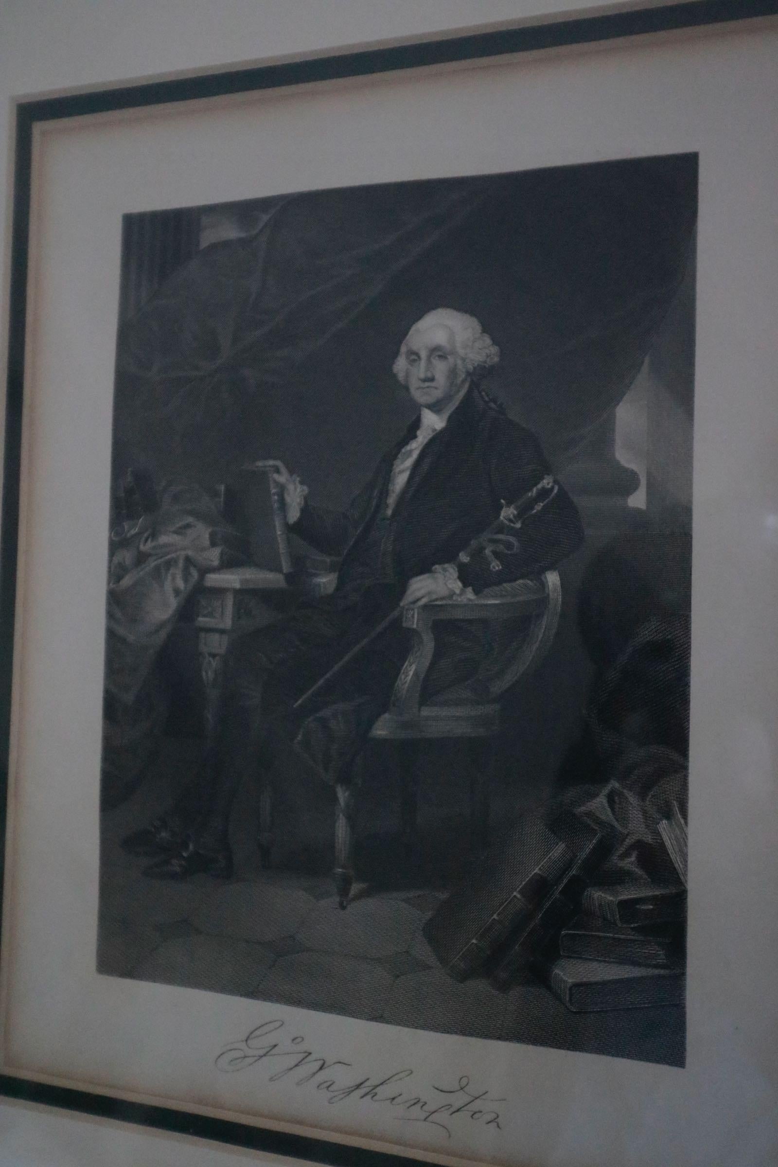 Mid-20th Century Pair of Black and White Regal Prints, George Washington and Ben Franklin For Sale