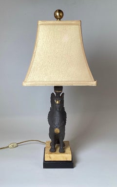 A Pair of Black Basalt Porcelain Egyptian Revival Lamps