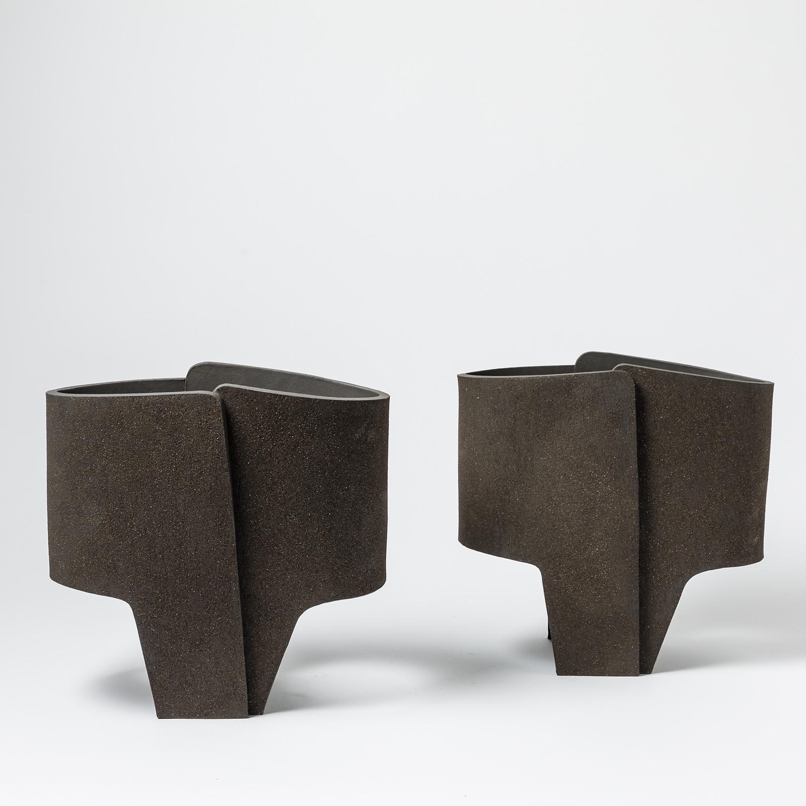 Pair of Black Ceramic Table Lamps by Denis Castaing, 2022 In New Condition For Sale In Saint-Ouen, FR