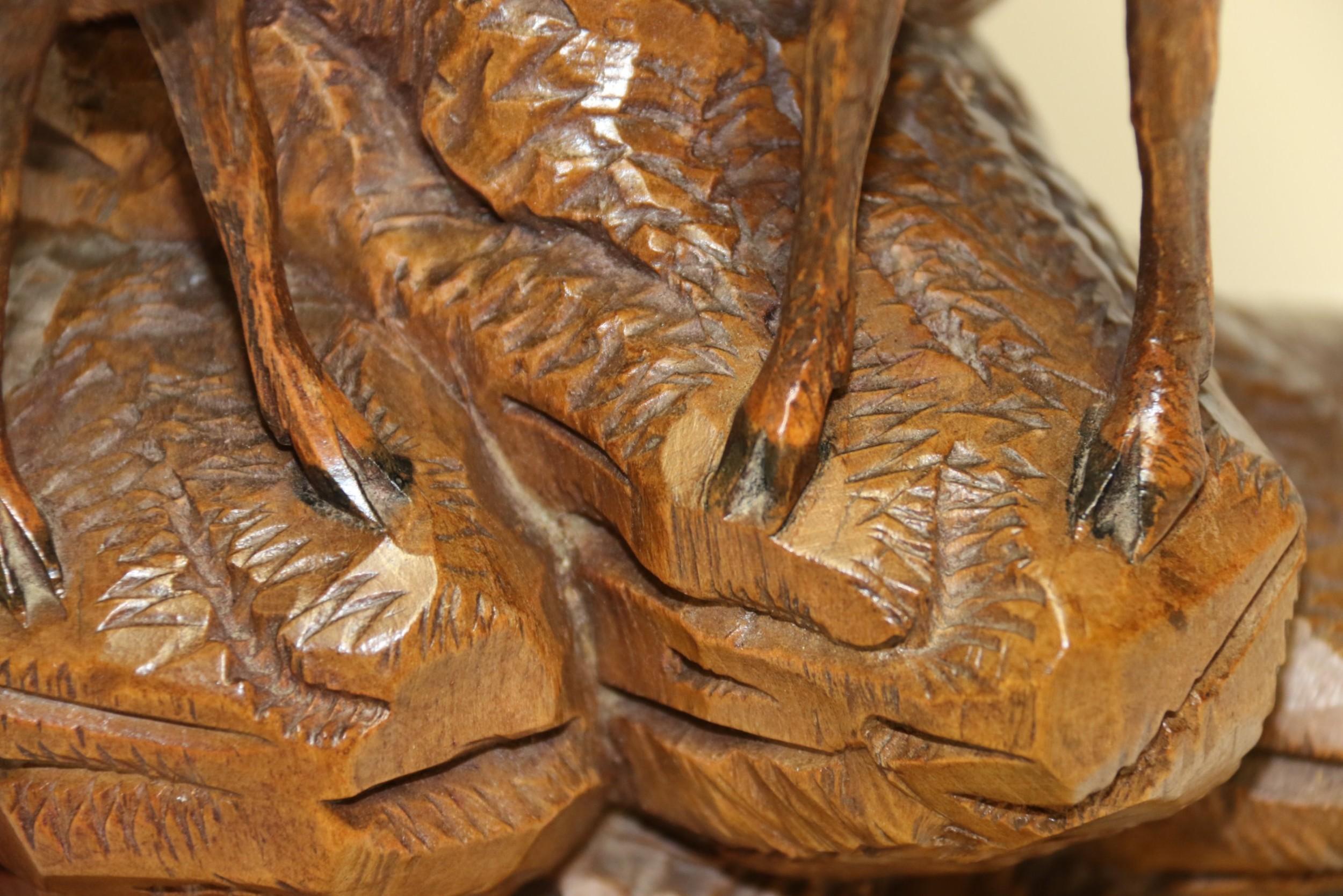 Pair of Black Forest Hand Carved Figure Groups of Ibex and Chamois, circa 1900 For Sale 9