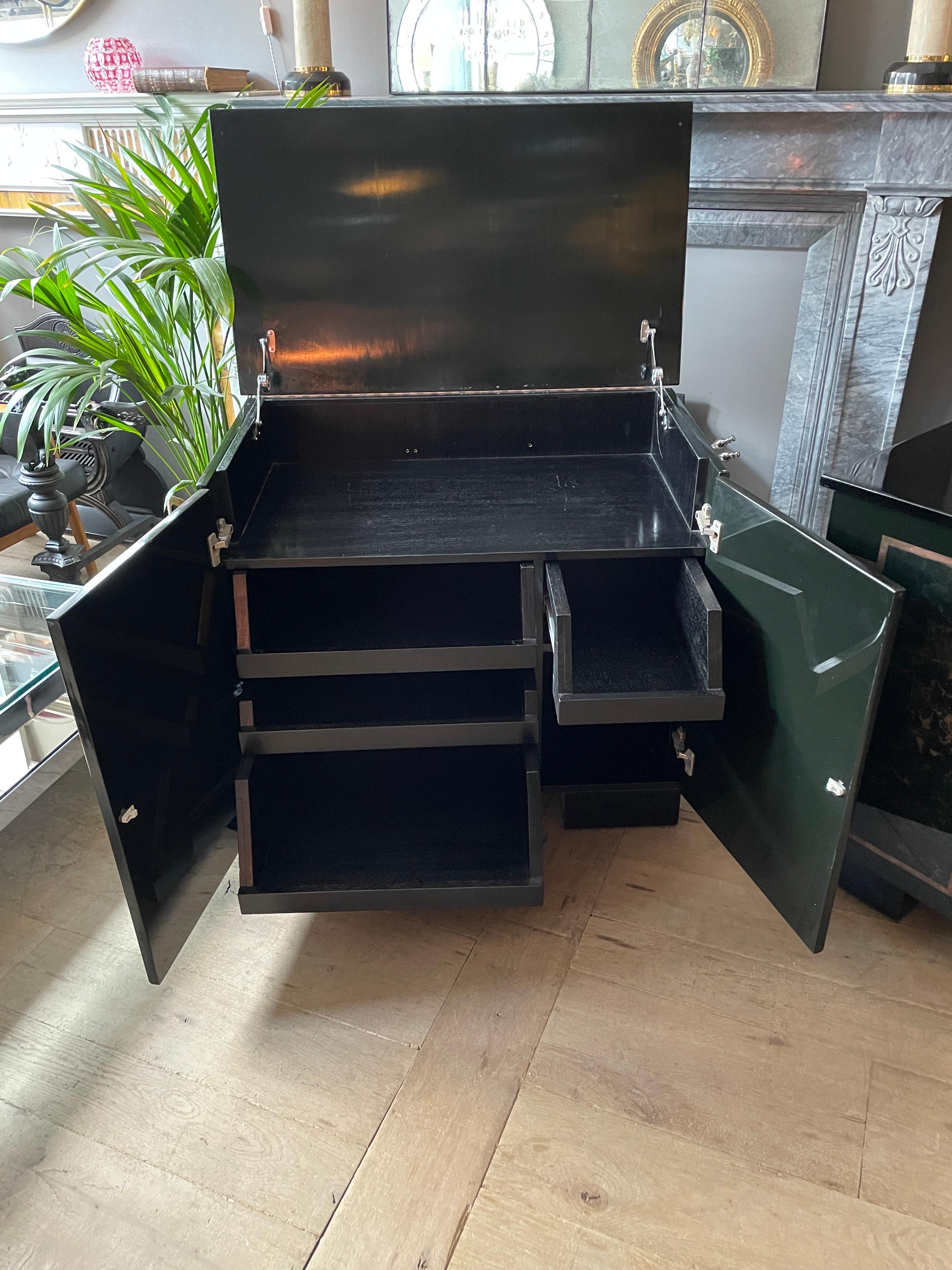 Pair of Black Lacquered Cabinets For Sale 3