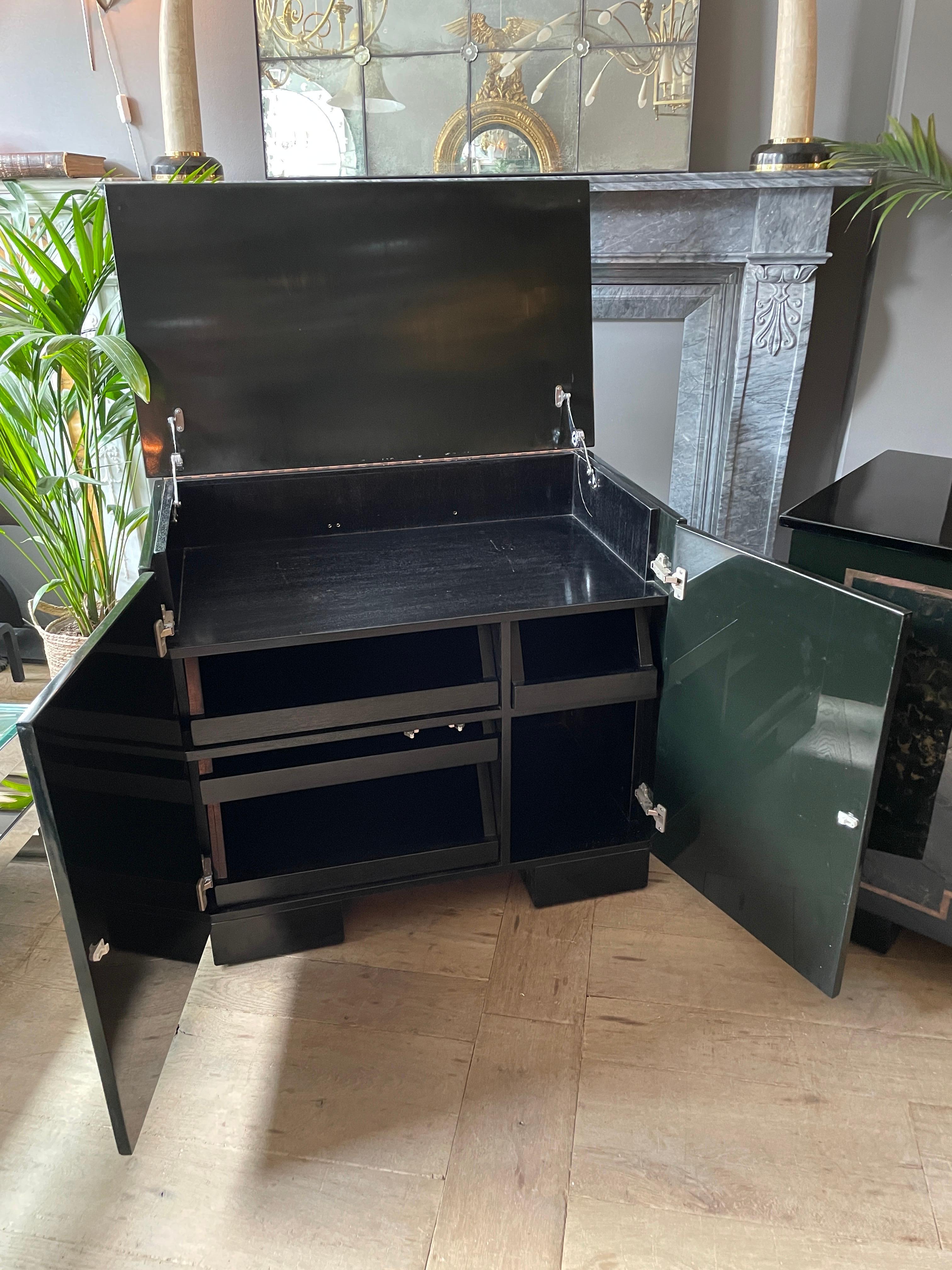 Pair of Black Lacquered Cabinets For Sale 6