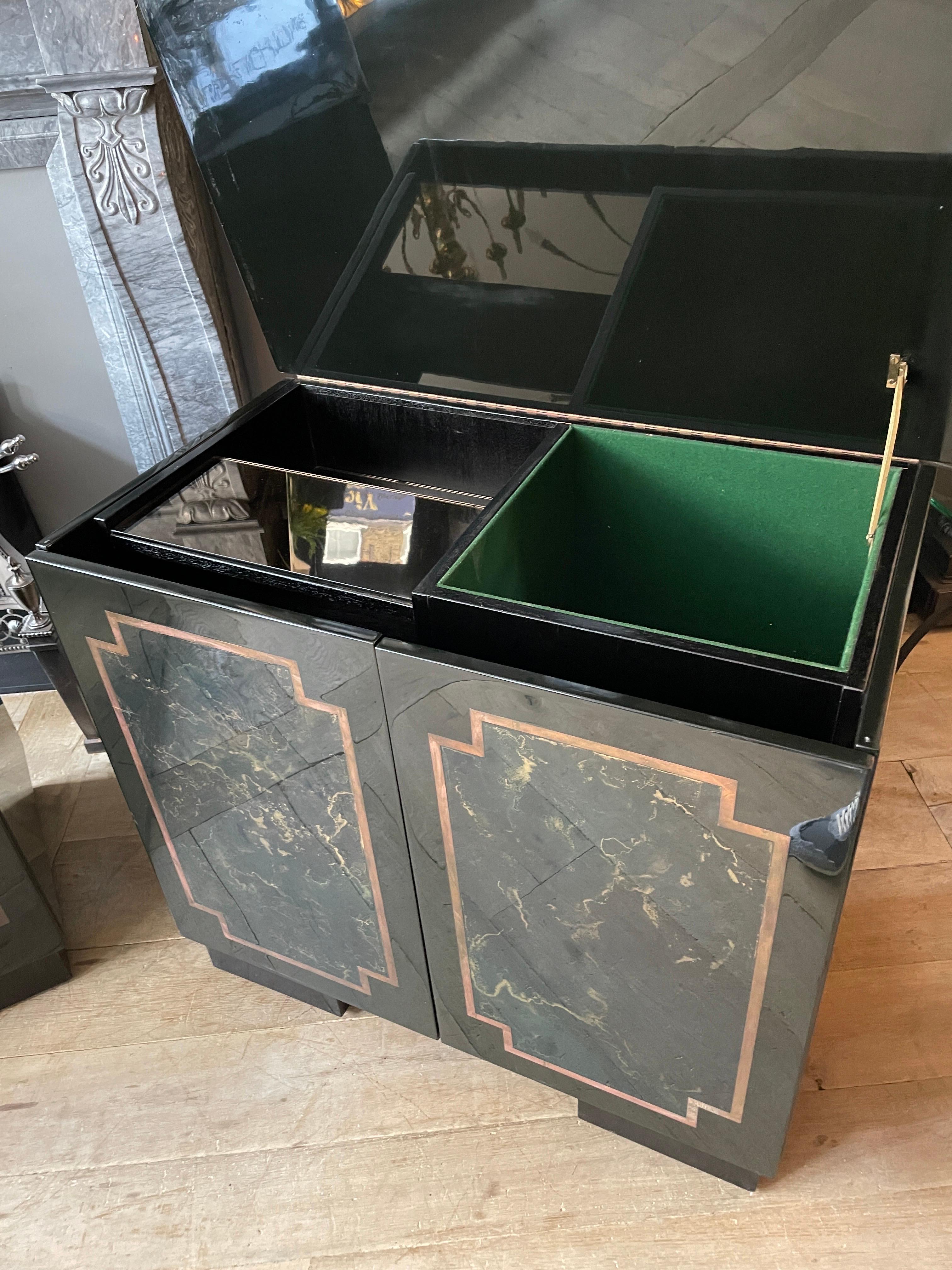 Pair of Black Lacquered Cabinets For Sale 8