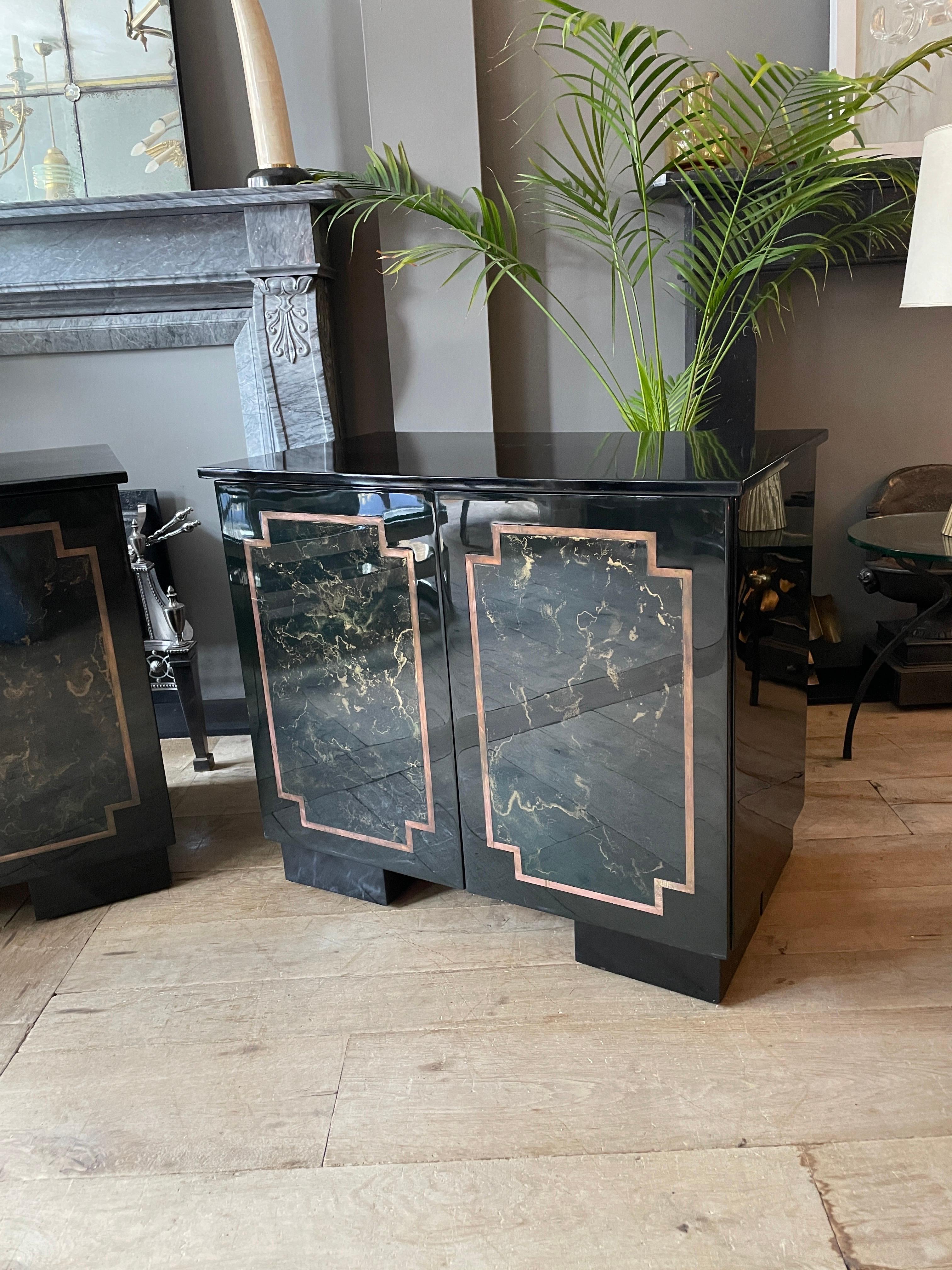Pair of Black Lacquered Cabinets For Sale 10