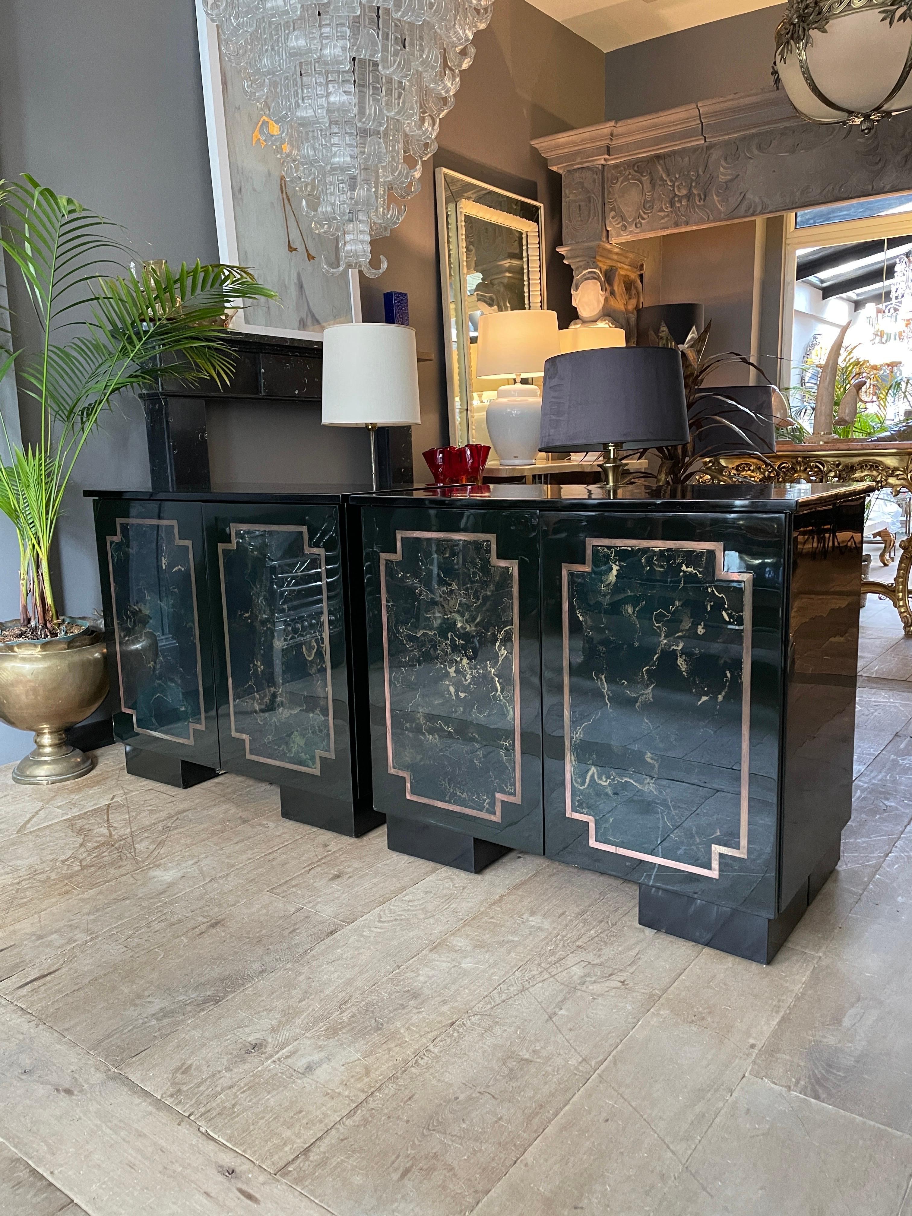 Pair of Black Lacquered Cabinets For Sale 1