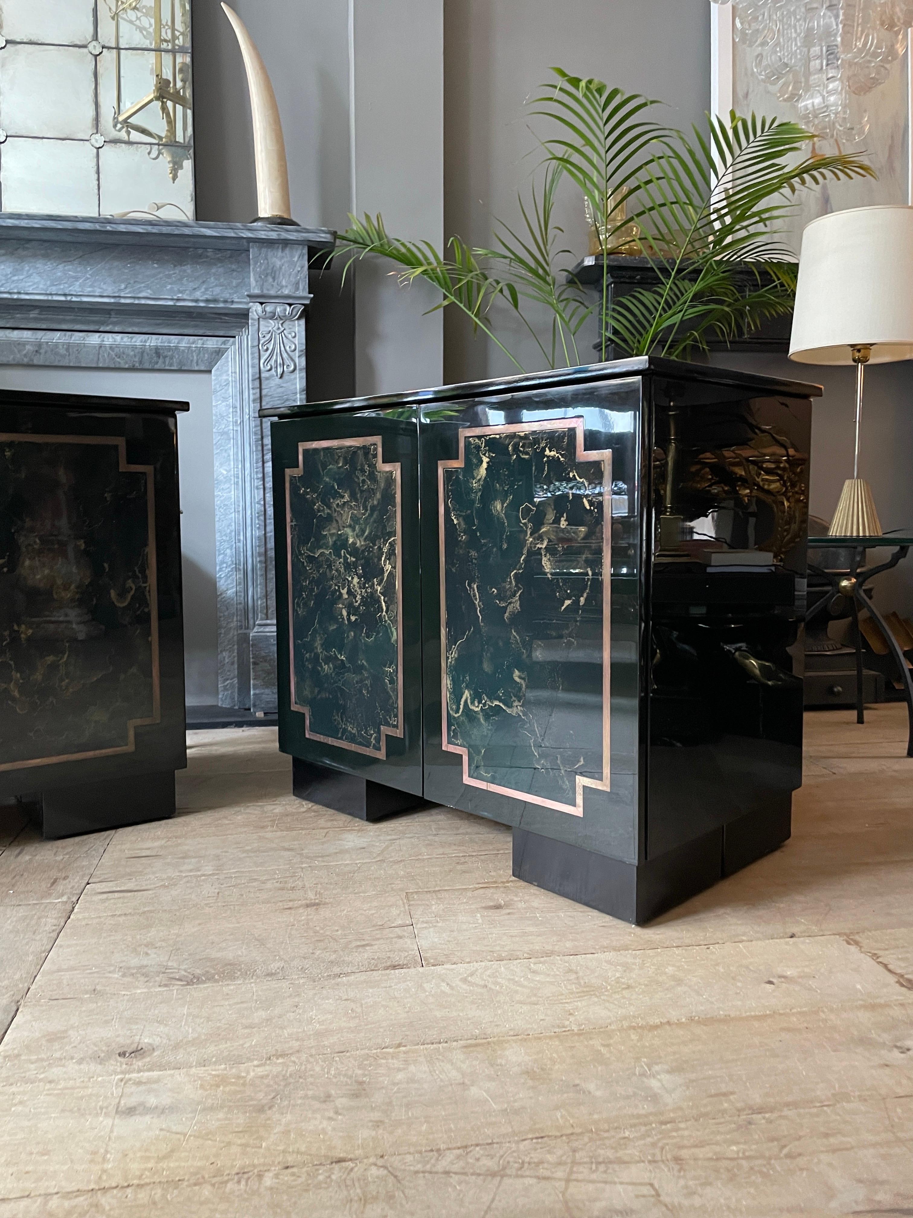 Pair of Black Lacquered Cabinets For Sale 2