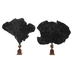 A pair of black see fan branches, Italy, late 19th century.