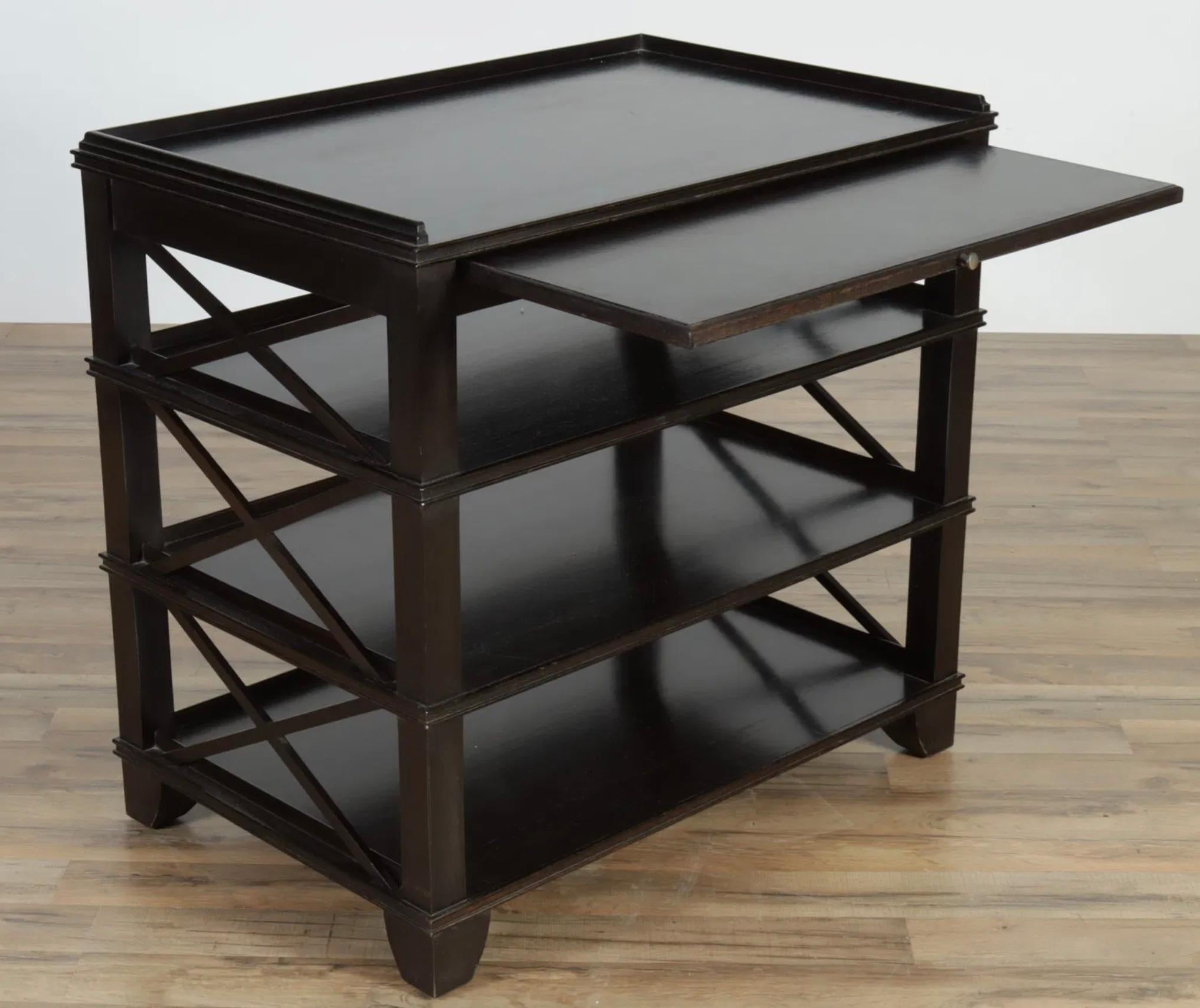 A Pair of Black stained Rose Tarlow Pemberley Tables In Good Condition For Sale In New York, NY