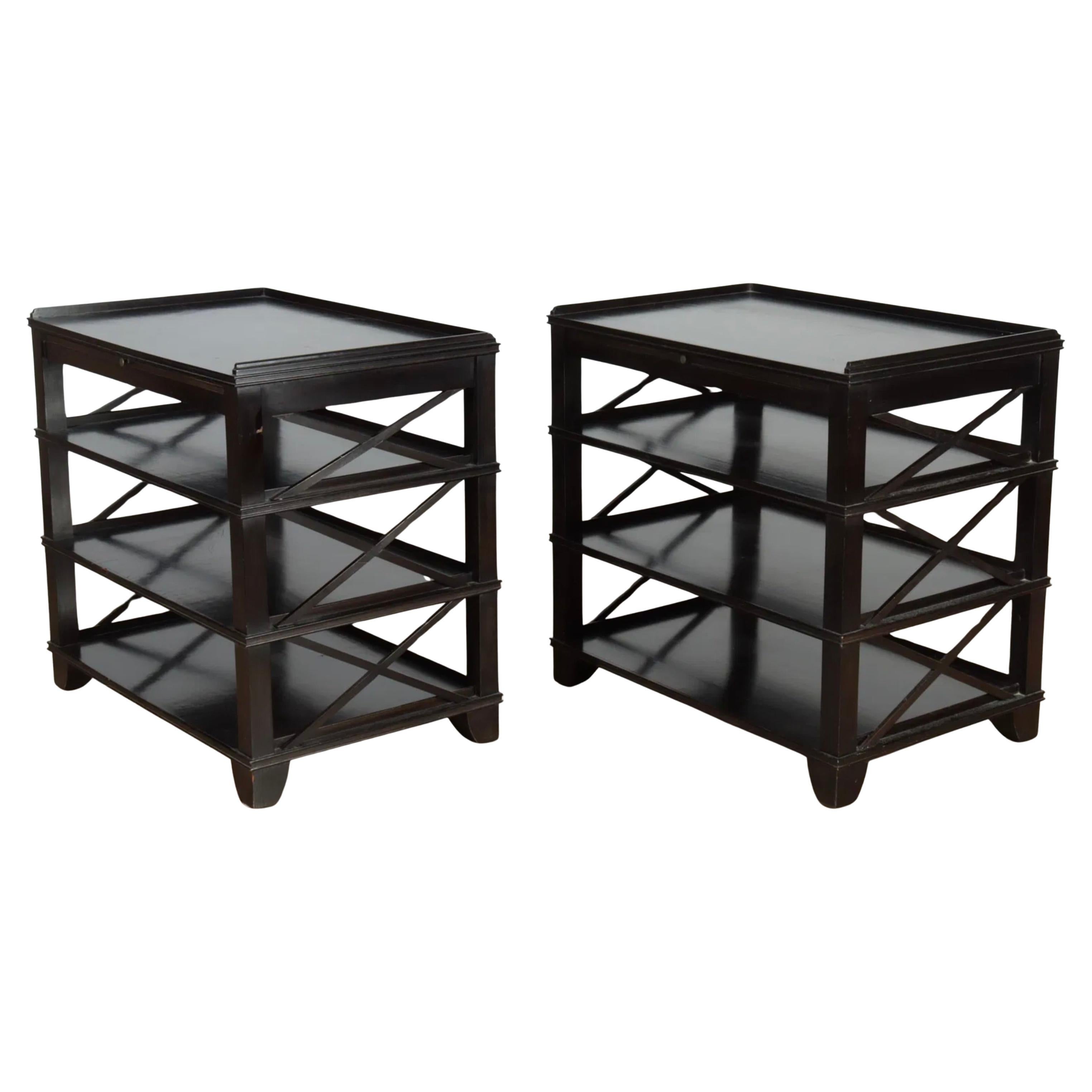 A Pair of Black stained Rose Tarlow Pemberley Tables For Sale