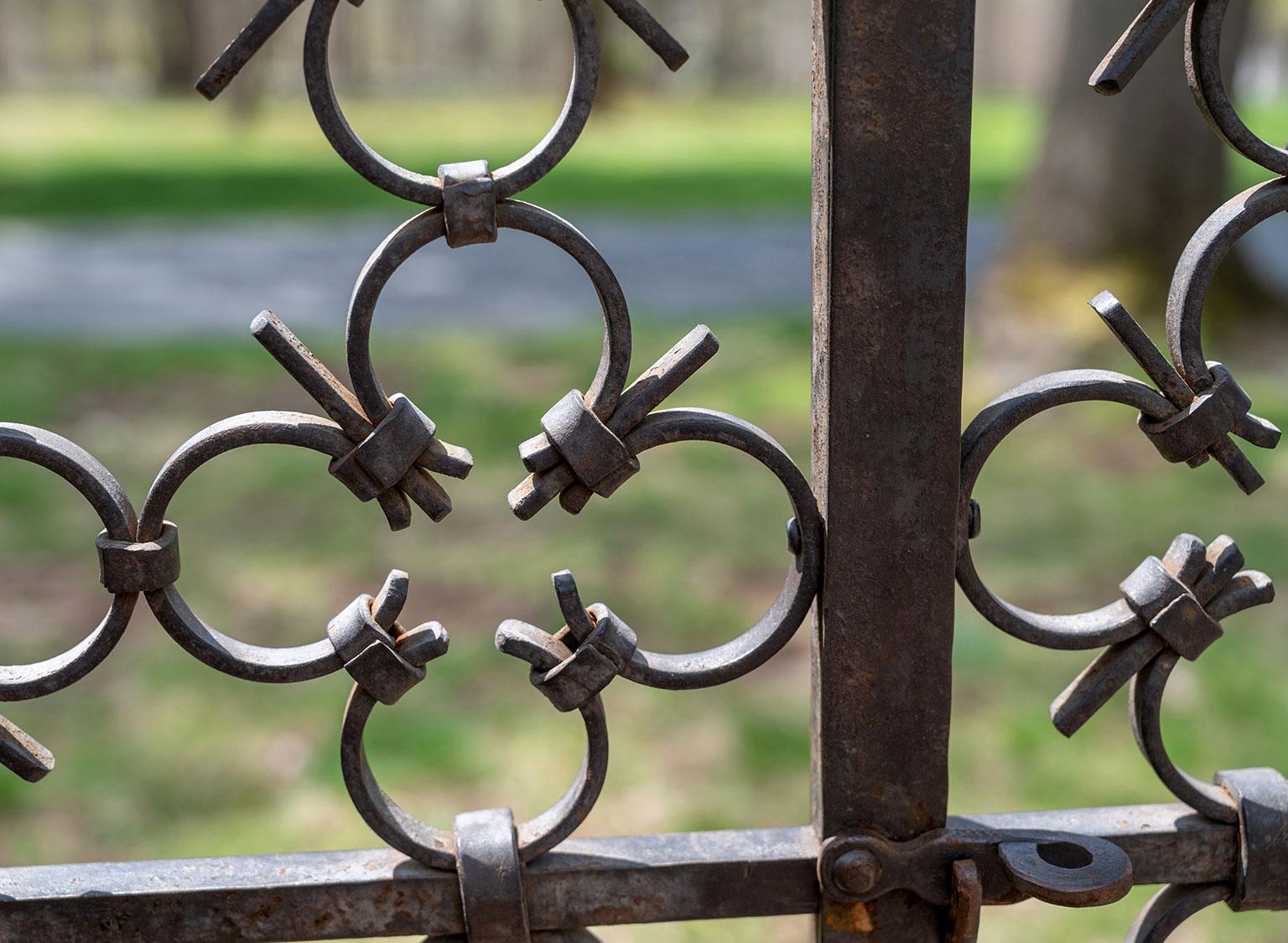 Wrought Iron Pair of Black Wrought-Iron Gates