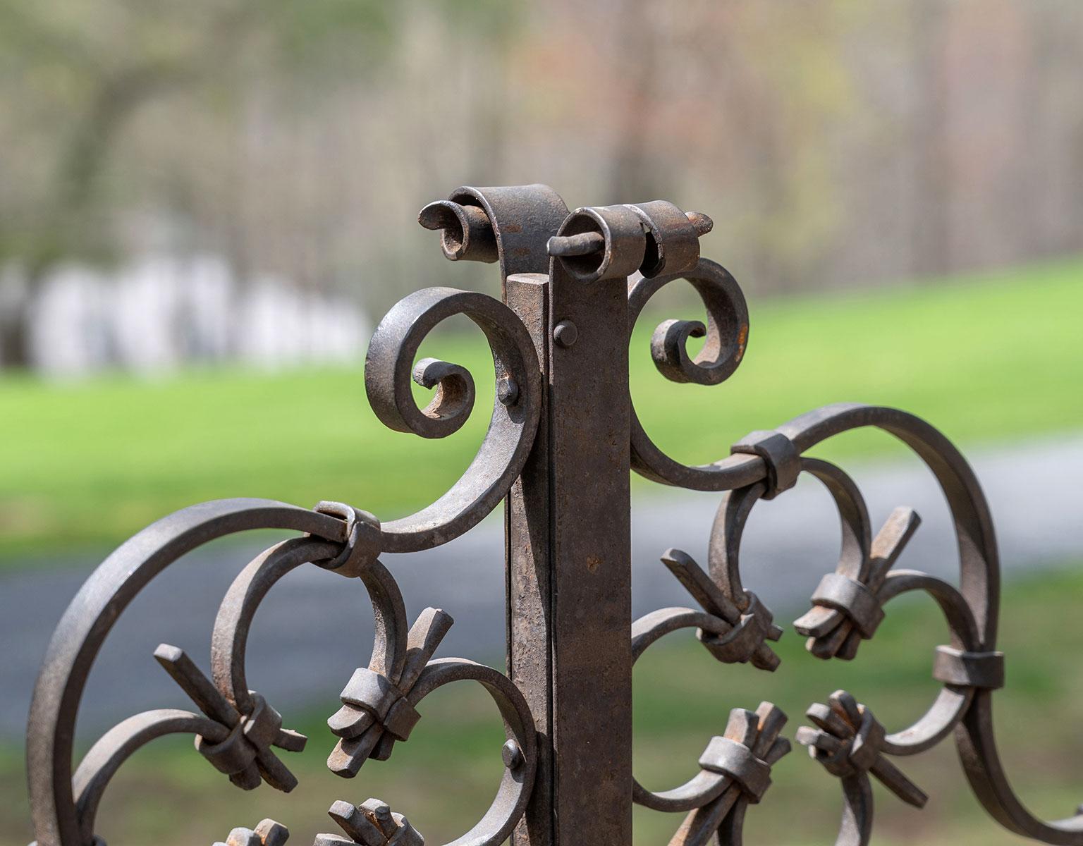 Metalwork Pair of Black Wrought-Iron Gates 